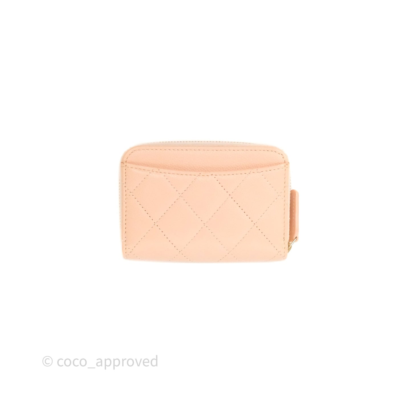 Chanel Classic Zipped Coin Purse Salmon Pink Caviar Gold Hardware
