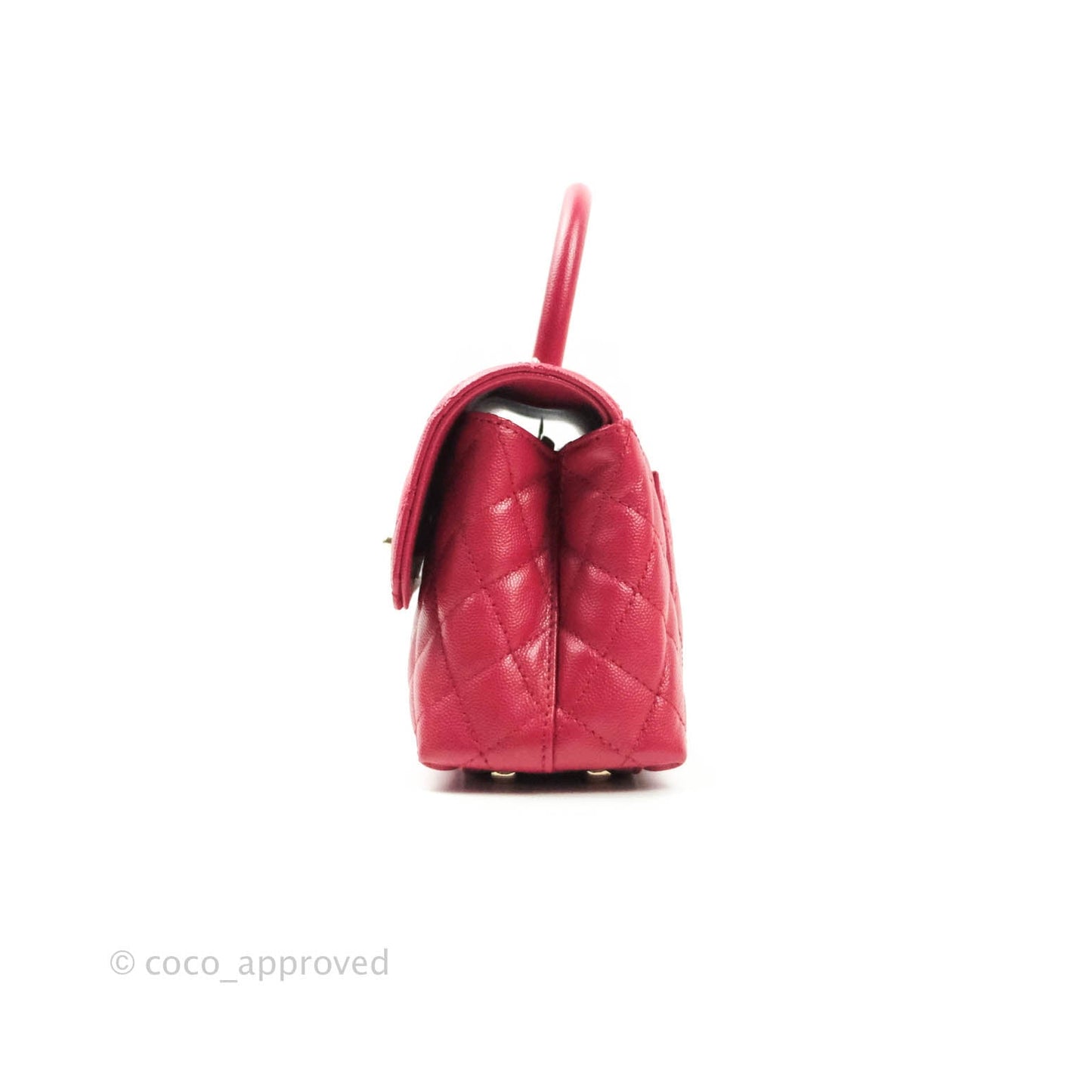 Chanel Mini (Small) Coco Handle Quilted Red Caviar Gold Hardware 21A