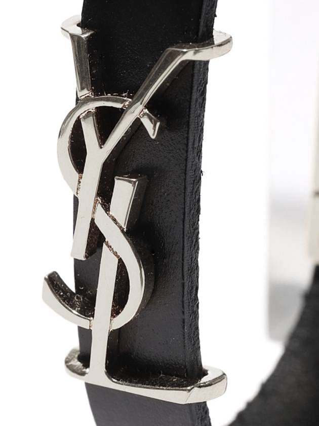 Luxury Saint Laurent Monogram Leather Bracelet Black