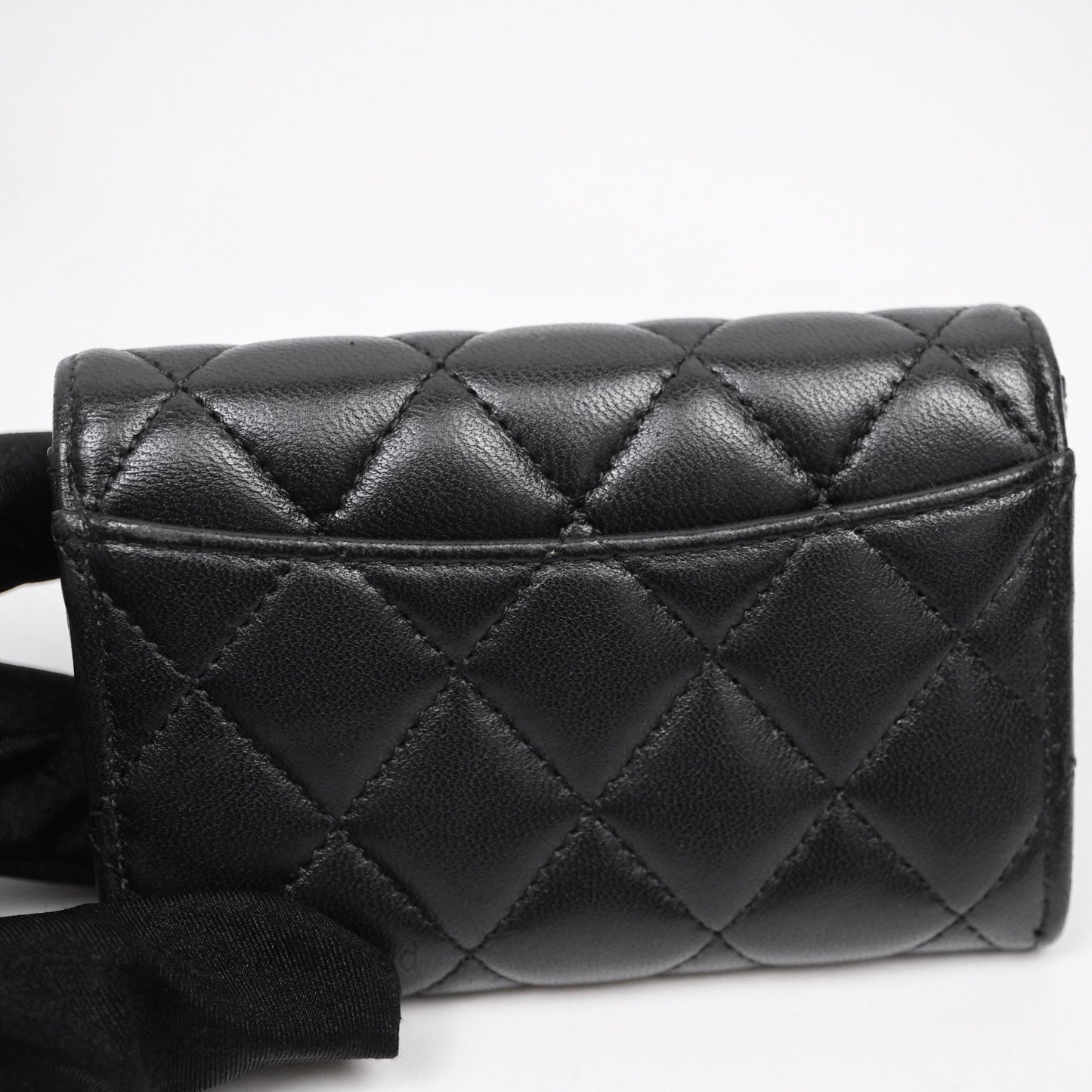 Chanel Quilted Flap Card Holder Black Lambskin Gold Hardware