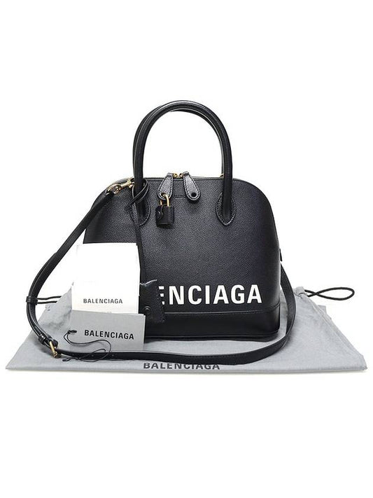 Luxury Balenciaga 550645 Black Leather Logo Printing Bill Top Handle Small 2WAY
