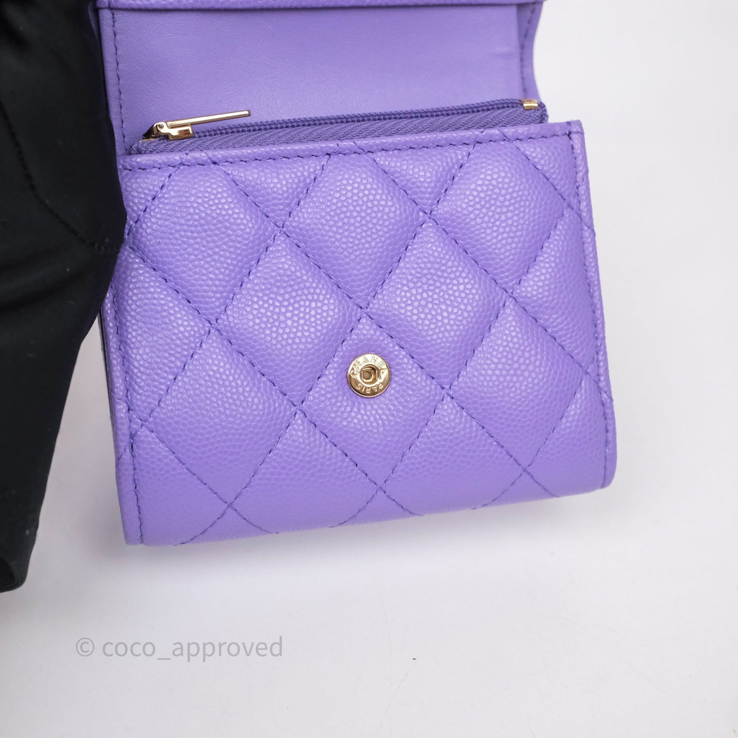 Chanel Classic Short Flap Wallet Purple Caviar Gold Hardware
