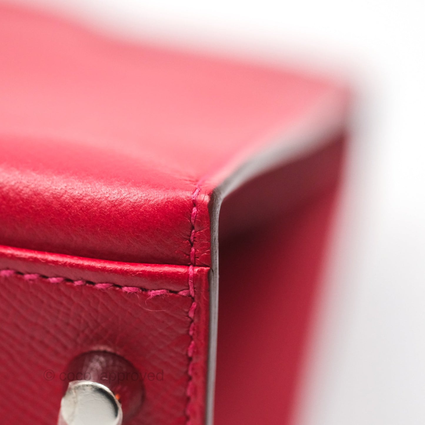 Hermès Kelly 32 Sellier Rouge Casaque Q5 Epsom Palladium Hardware