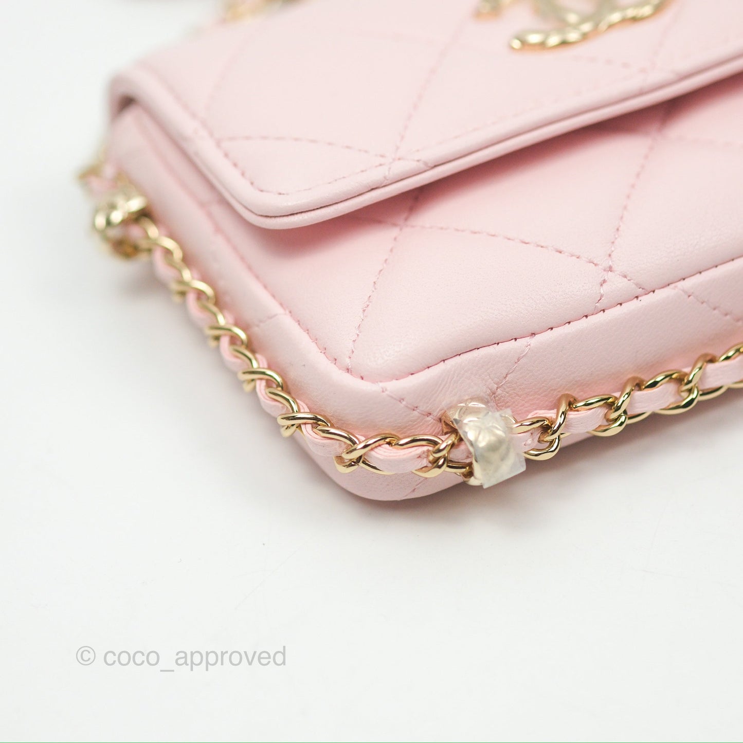 Chanel Mini Chain Around Clutch With Chain Pink Lambskin Gold Hardware 22S