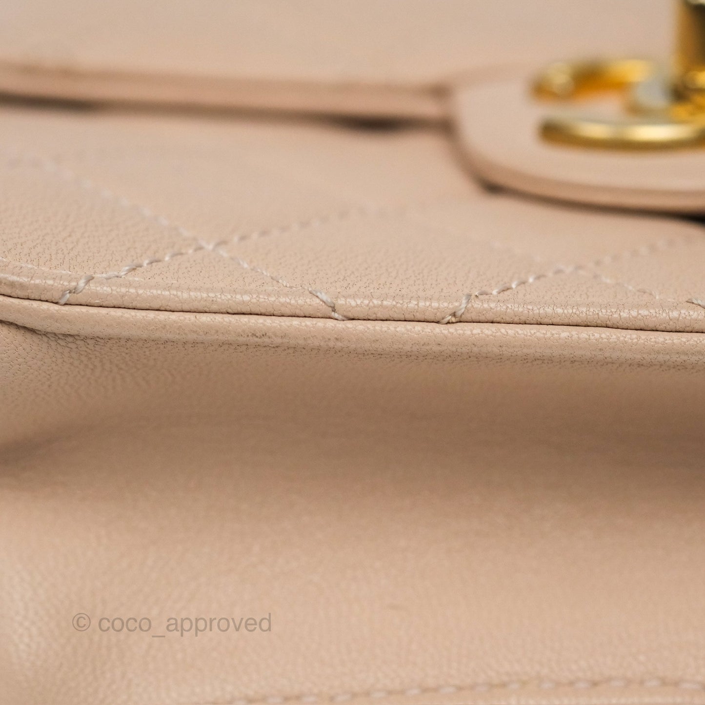 Chanel Quilted Chic Pearls Flap Beige Pink Goatskin Aged Gold Hardware