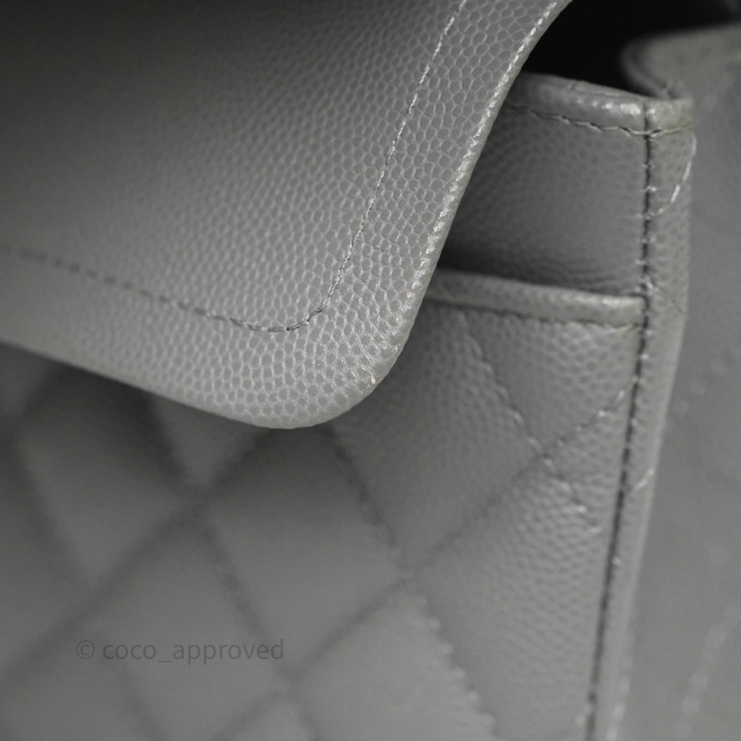 Chanel Small Classic Flap Quilted Grey Caviar Gold Hardware