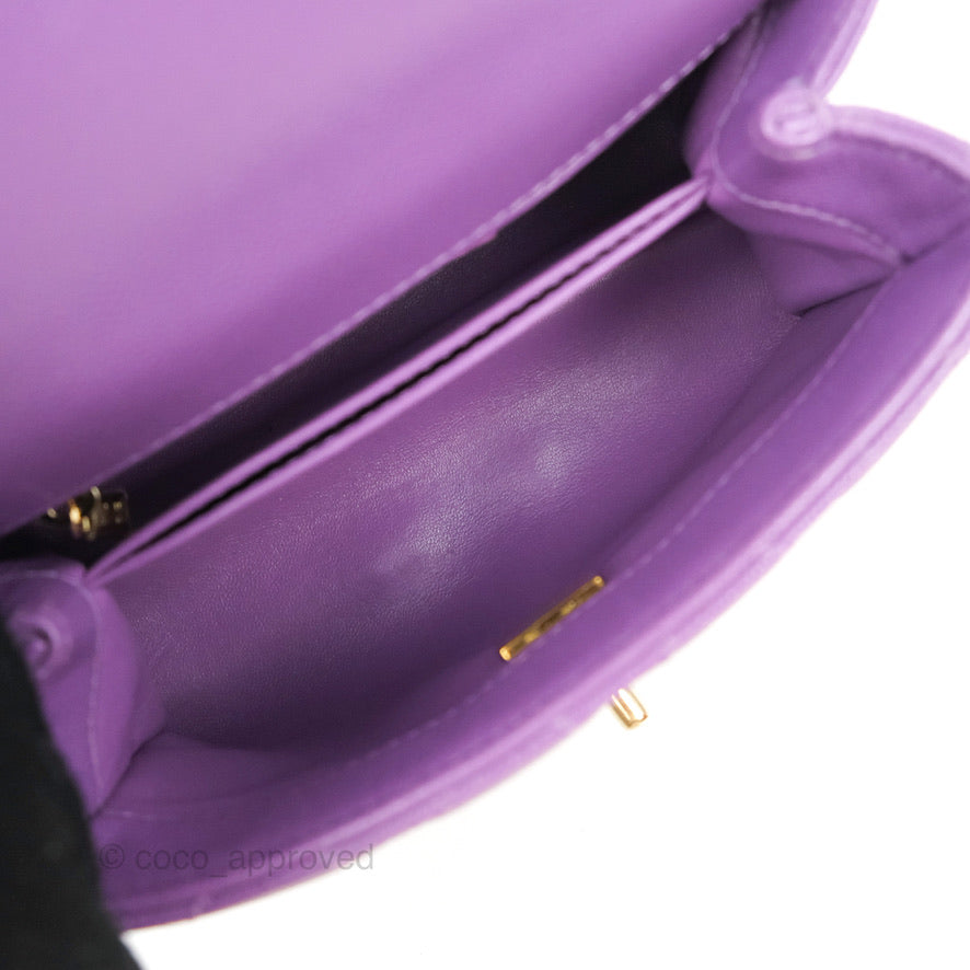 Chanel Mini Coco Handle Quilted Purple Caviar Gold Hardware