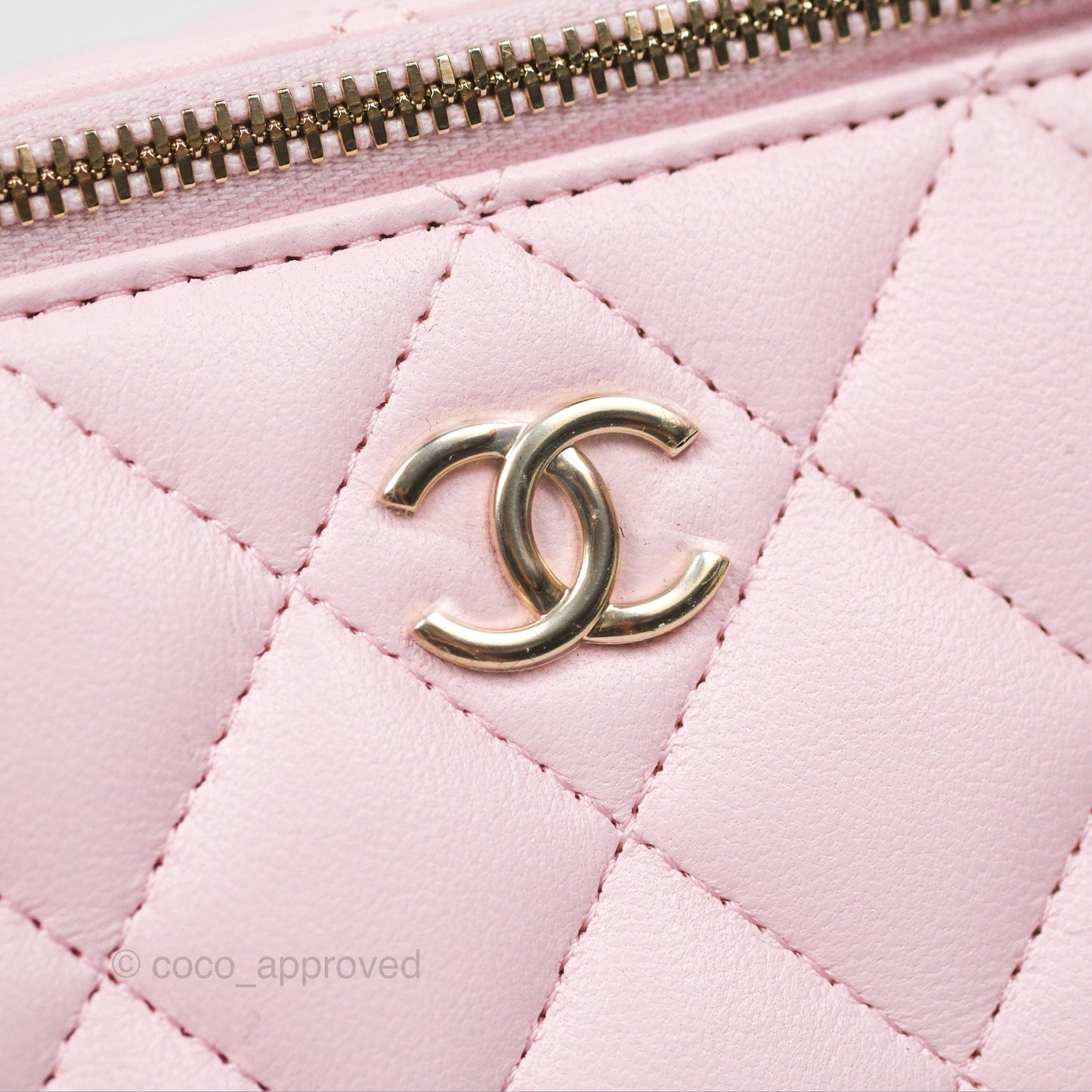 Chanel Vanity Rectangular Top Handle Pink Lambskin Gold Hardware