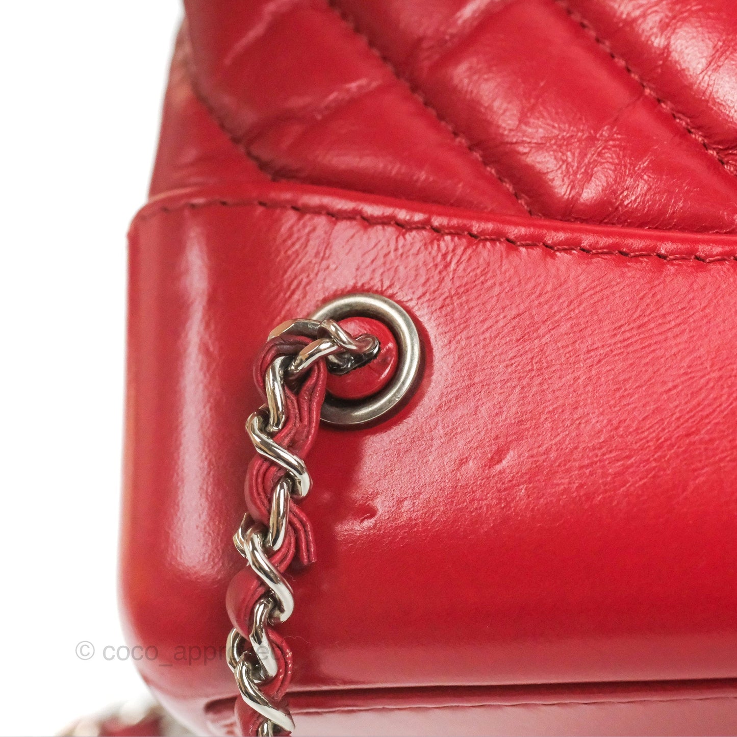 Chanel Small Chevron Gabrielle Backpack Dark Pink Aged Calfskin