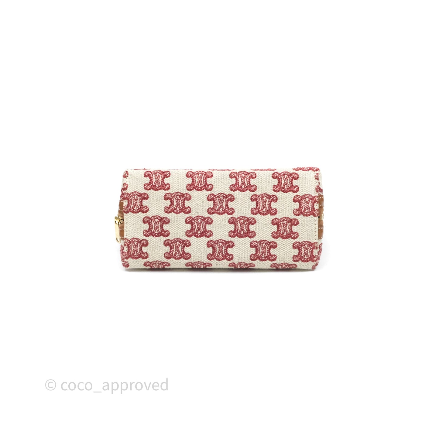 Celine Clutch With Chain in Triomphe Embroideries Red/ Ecru