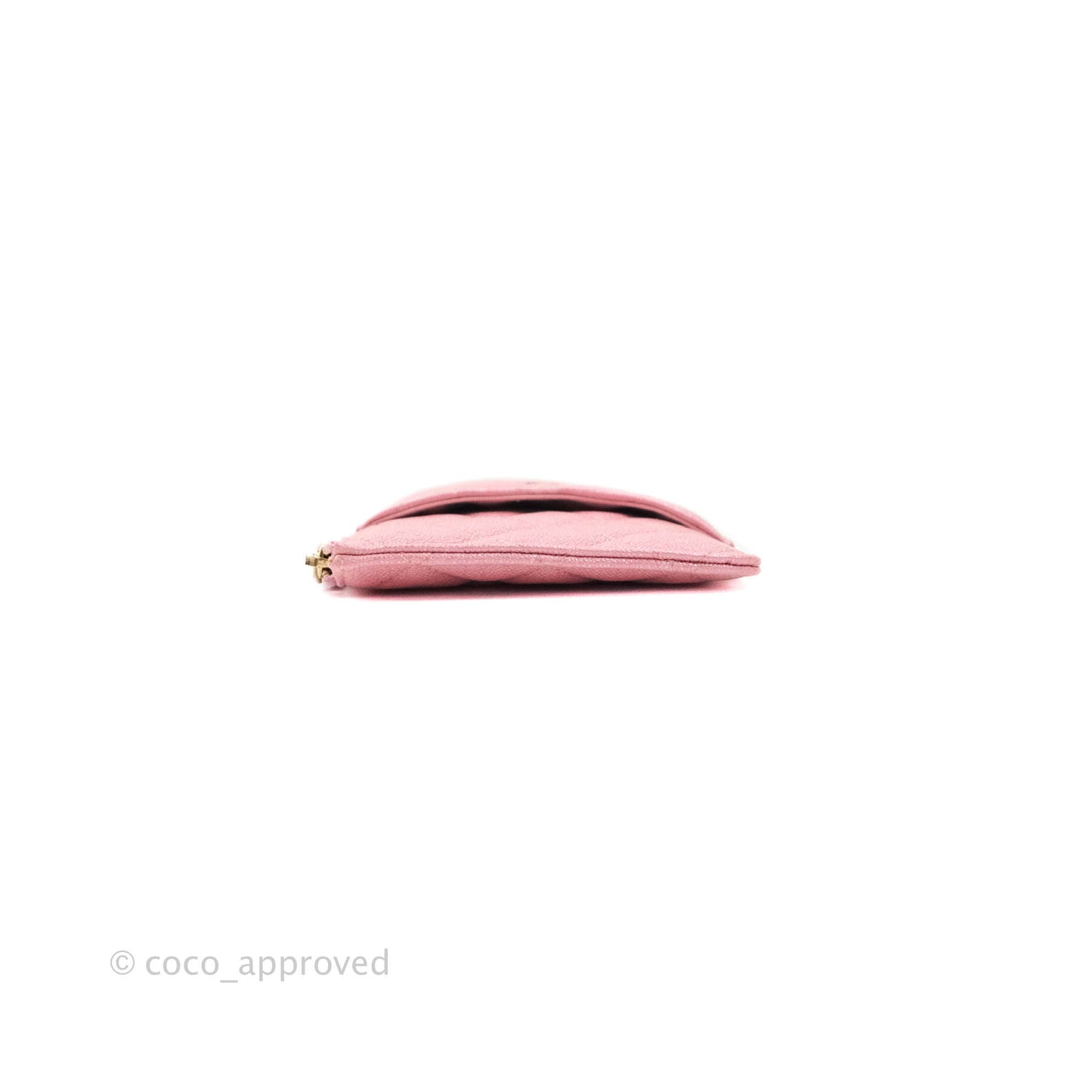Chanel Classic Flat Iridescent Pink Caviar Wallet Pouch Gold Hardware 19S