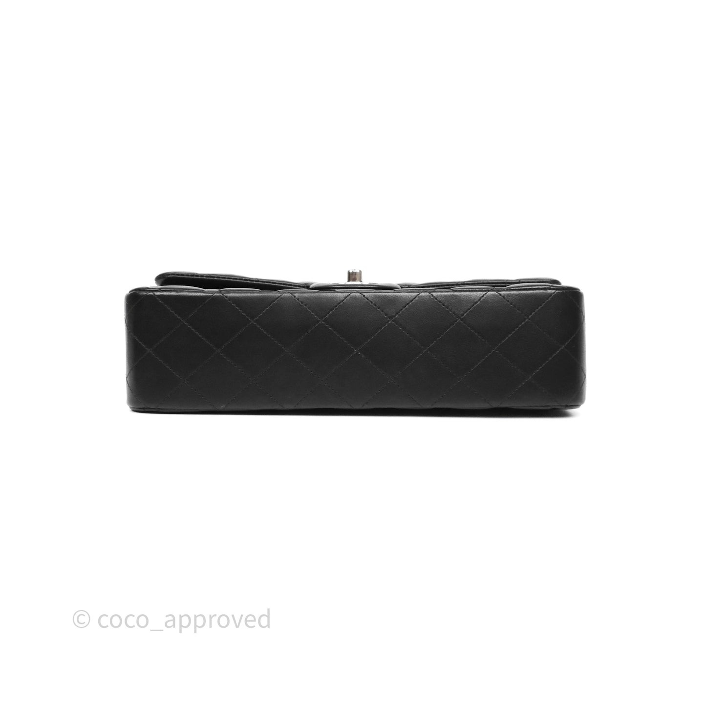 Chanel Classic M/L Medium Flap Quilted Black Lambskin Silver Hardware