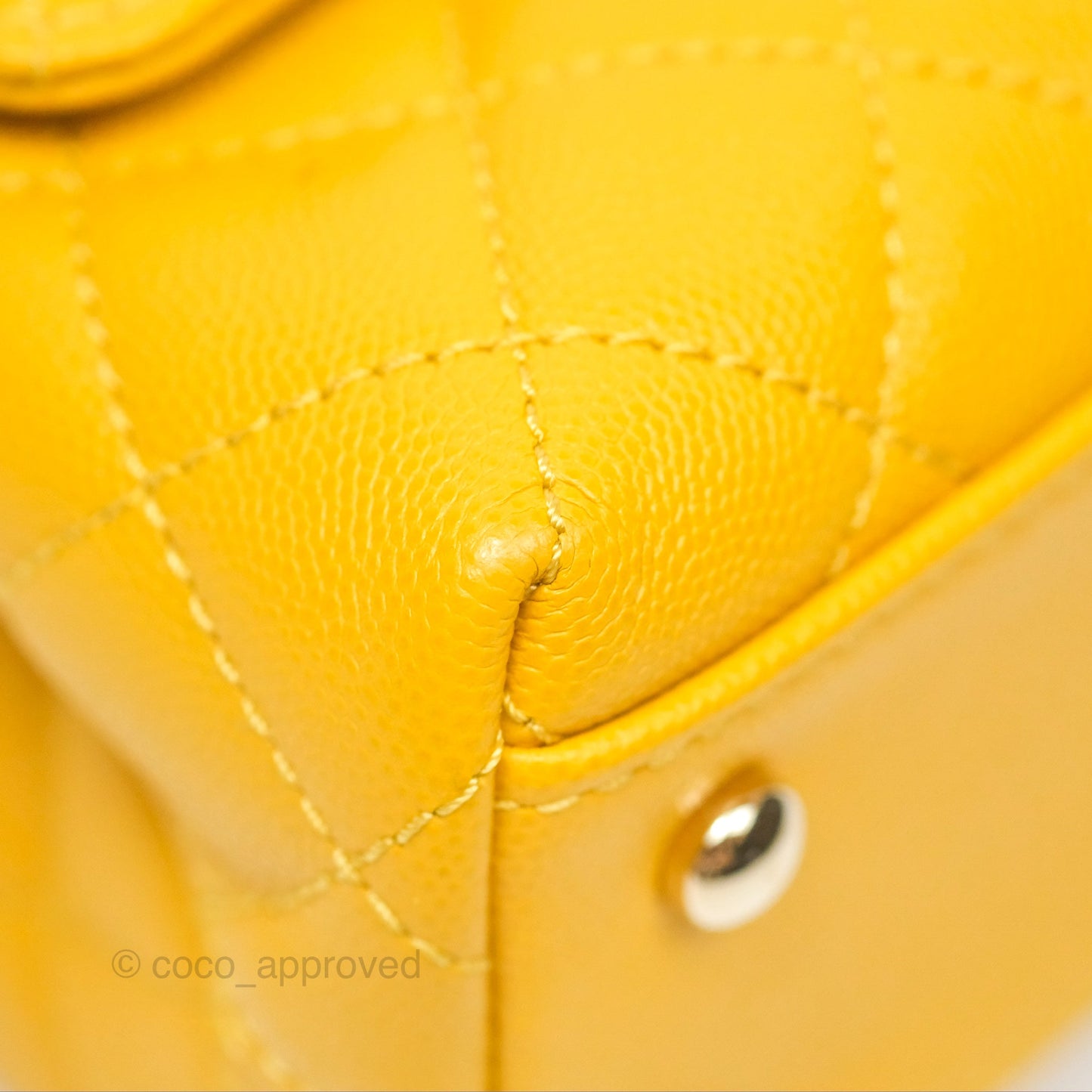 Chanel Small Coco Handle Mustard Yellow Caviar Gold Hardware
