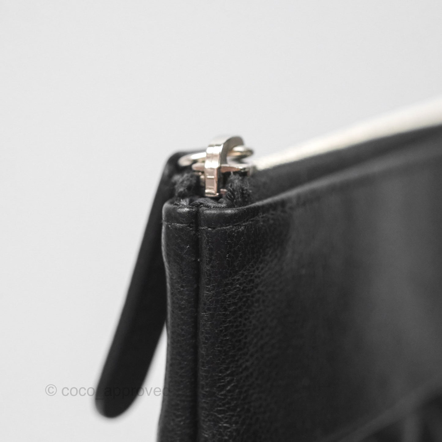 Chanel Mademoiselle Quilted Large O Case Clutch Black Lambskin
