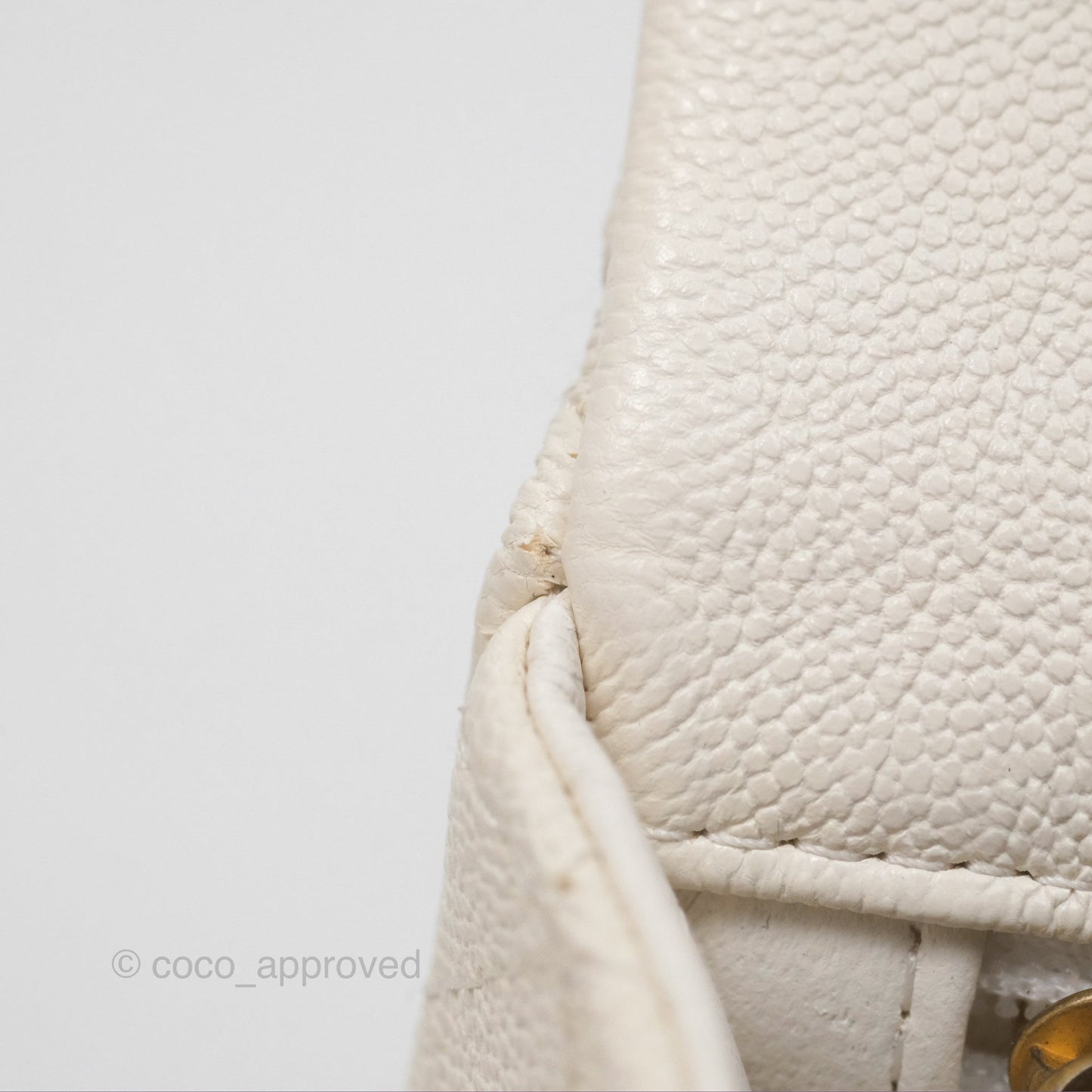 Chanel Top Handle Mini Rectangular Flap Bag Ivory White Caviar Aged Gold Hardware