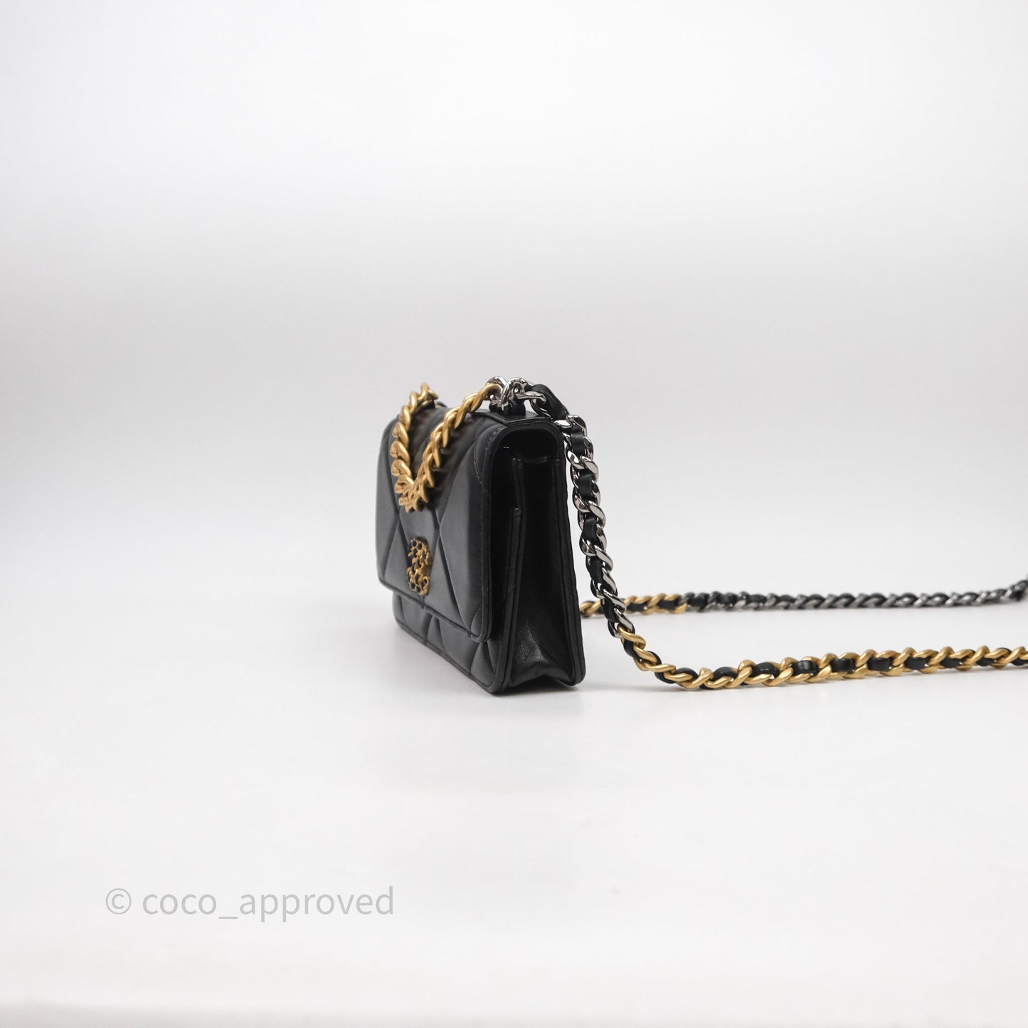 Chanel 19 Wallet on Chain WOC Black Mixed Hardware