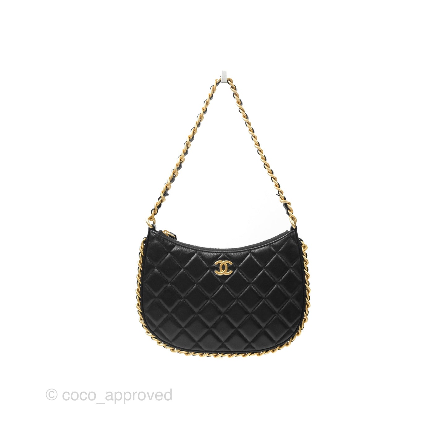 Chanel Chain Around Hobo Bag Black Lambskin Aged Gold Hardware 23B