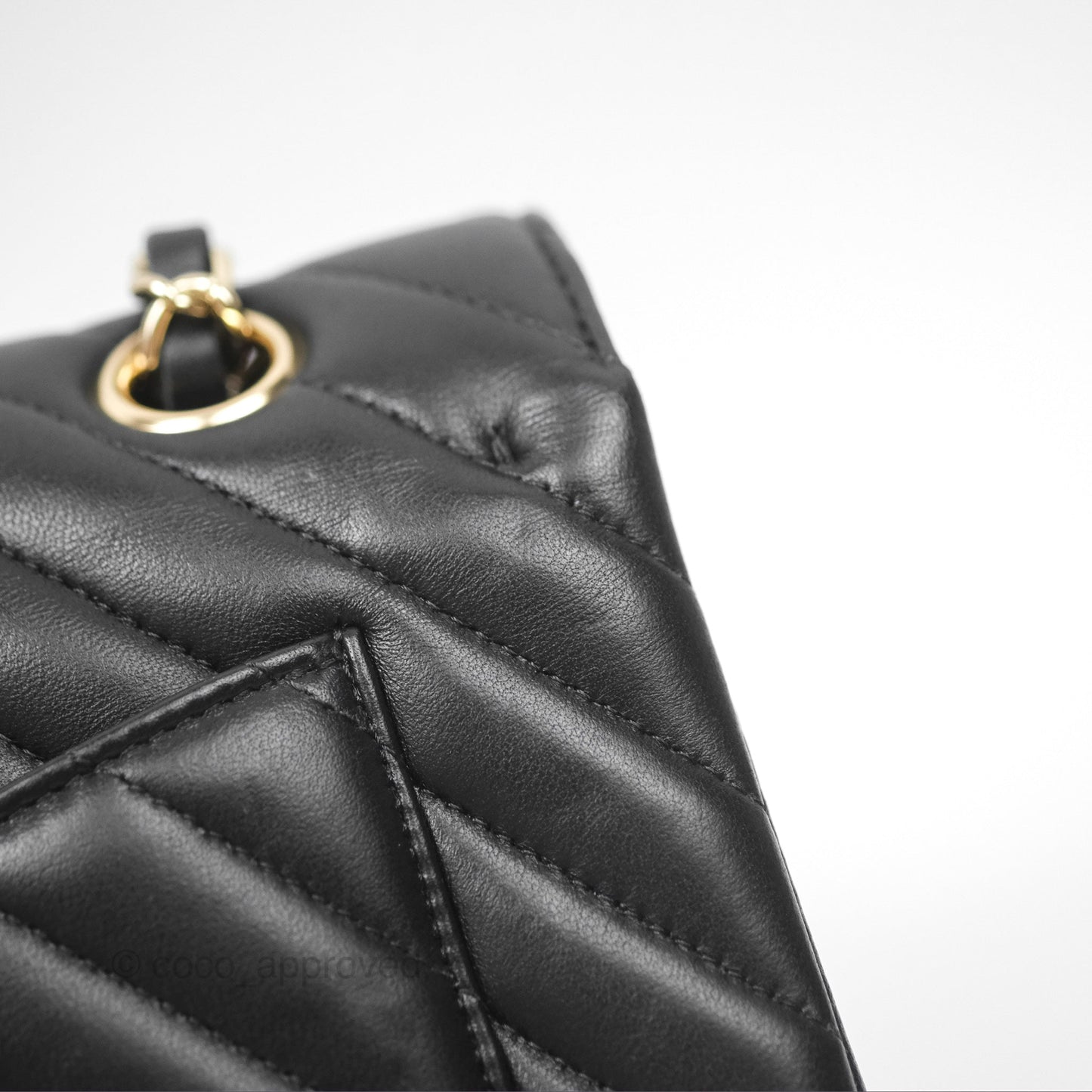 Chanel Small Classic Flap Chevron Black Lambskin Gold Hardware