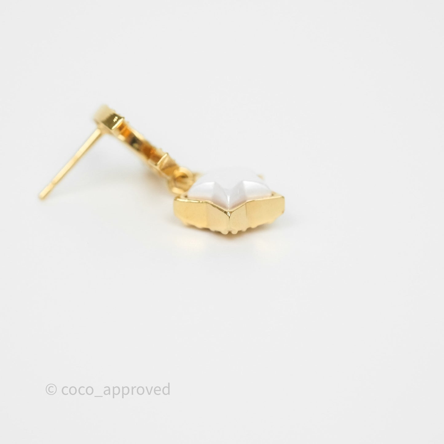 Chanel Crystal CC Star Drop Earrings Gold Tone 24C