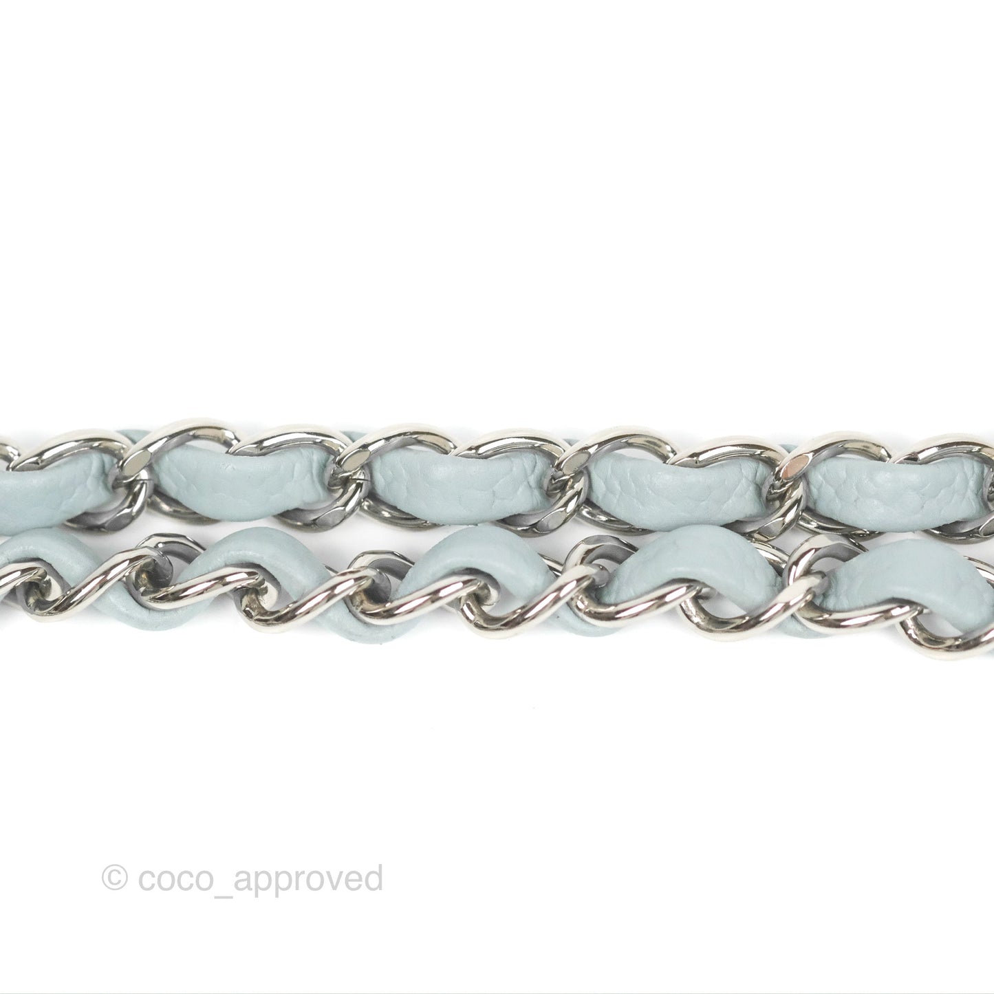 Chanel Classic M/L Medium Flap Quilted Light Grey Blue Caviar Silver Hardware