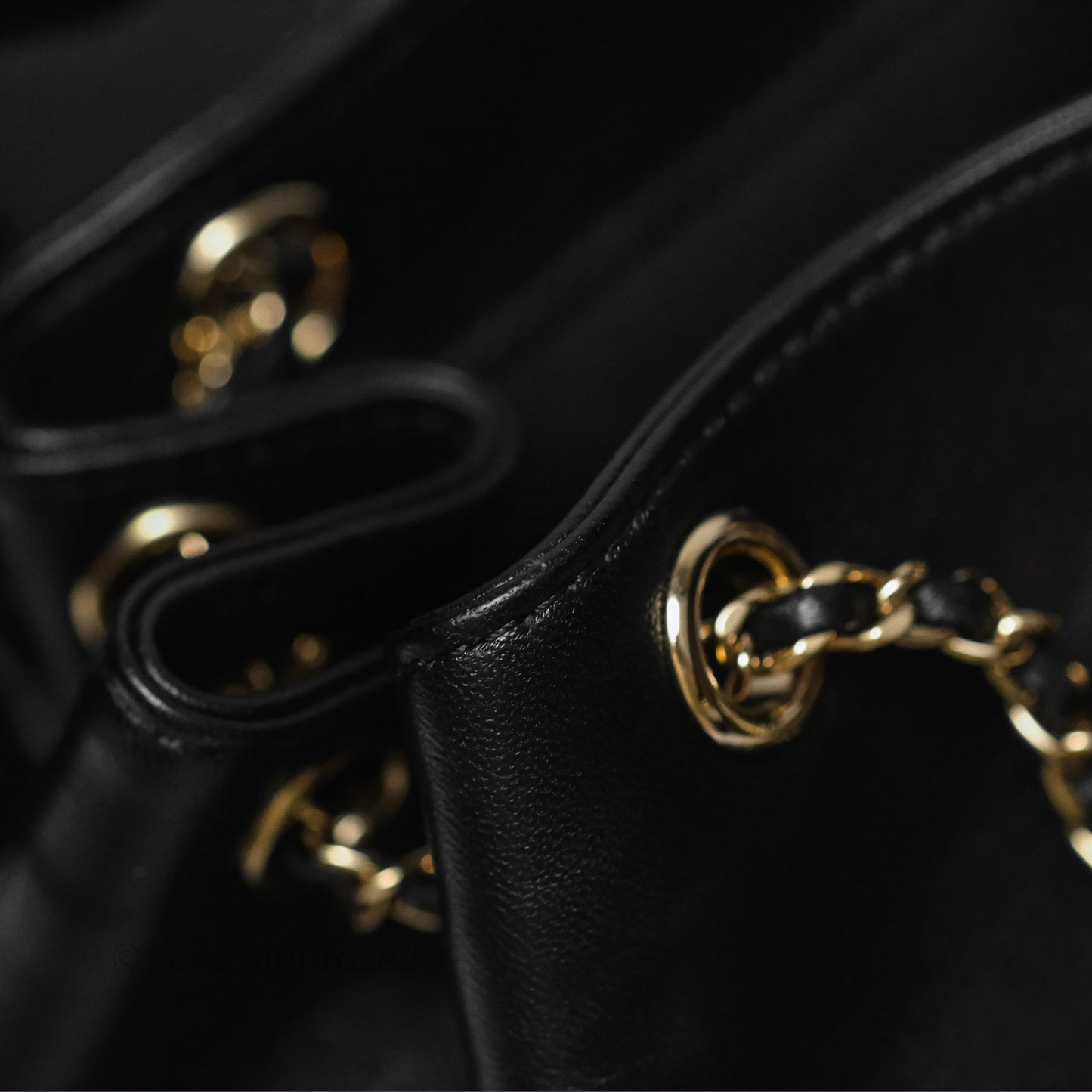 Chanel Small Duma Drawstring Backpack Black Lambskin Gold Hardware