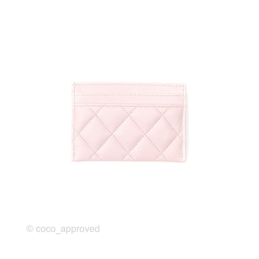 Chanel Quilted Flat Card Holder Light Pink Caviar