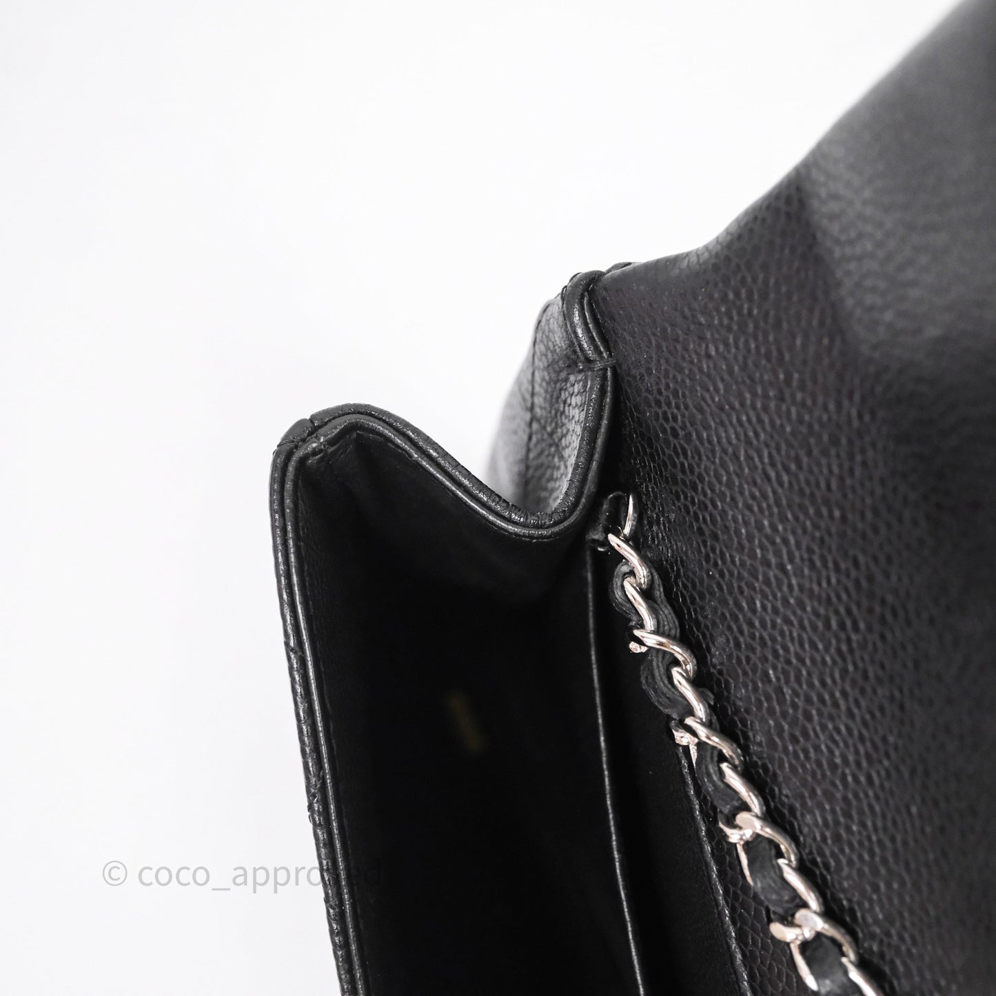 Chanel Quilted Clutch with Chain Black Caviar Silver Hardware