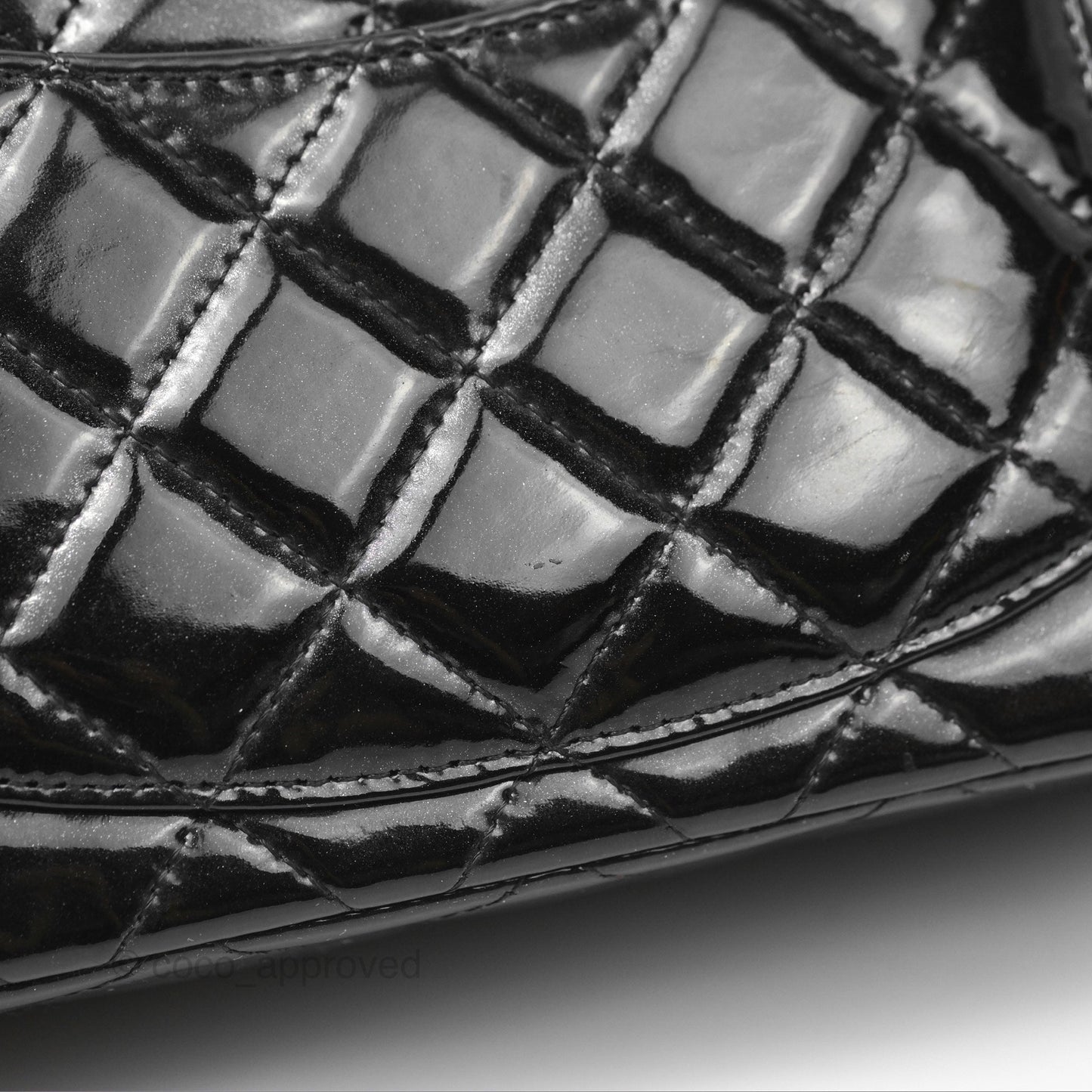 Chanel Quilted Mini Rectangular Flap Black Patent Silver Hardware
