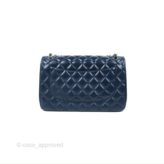 Chanel Jumbo Double Flap Navy Caviar Silver Hardware⁣⁣