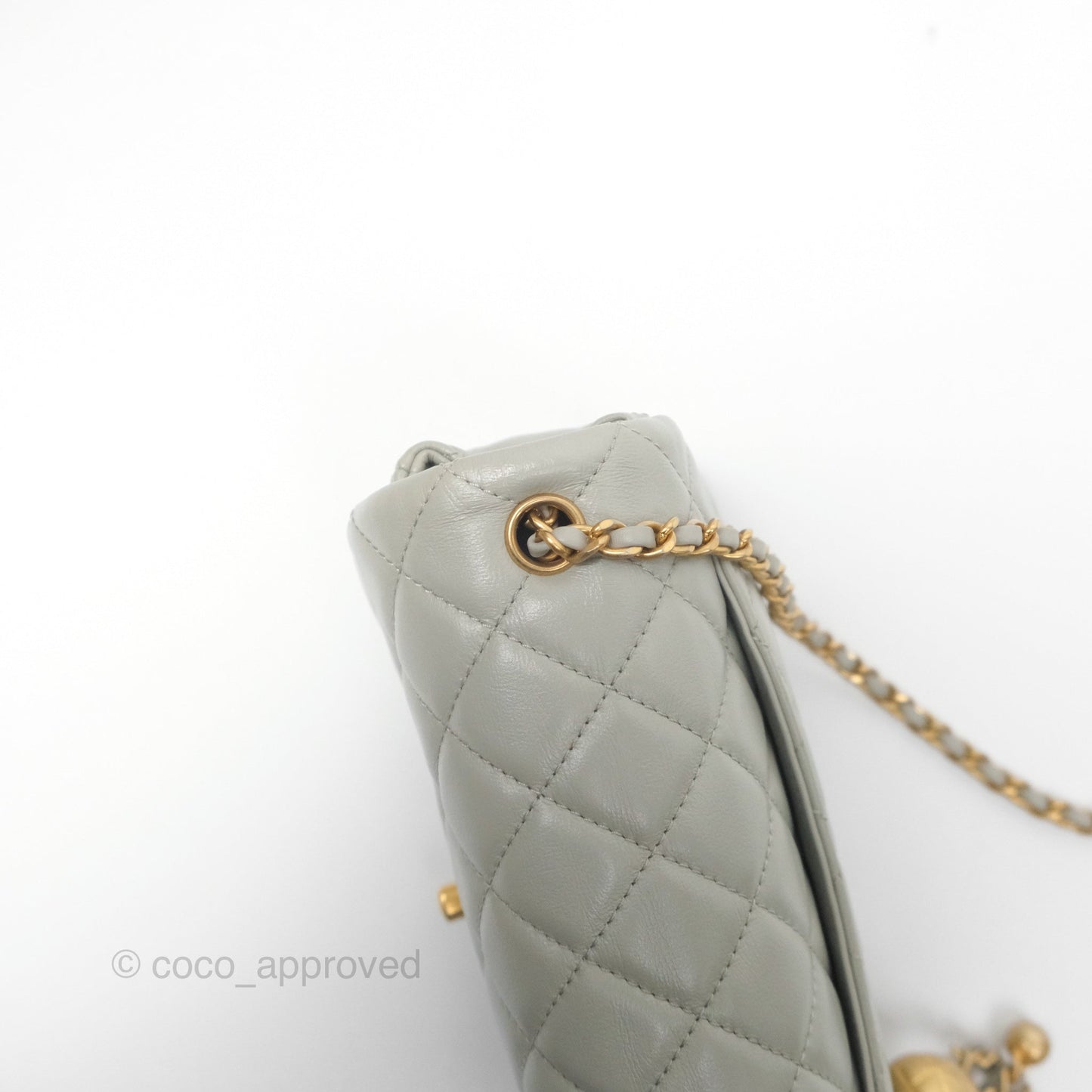 Chanel Mini Rectangular Pearl Crush Grey Lambskin Aged Gold Hardware