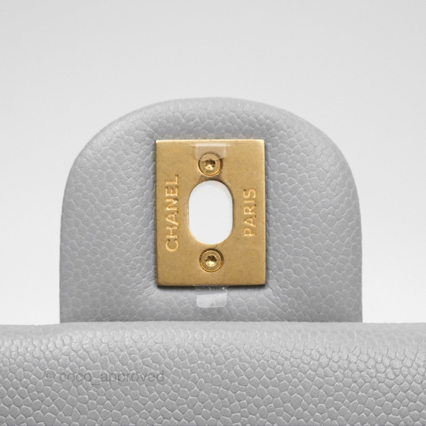 Chanel Mini Flap Bag Heart Adjustable Chain Grey Caviar Aged Gold Hardware