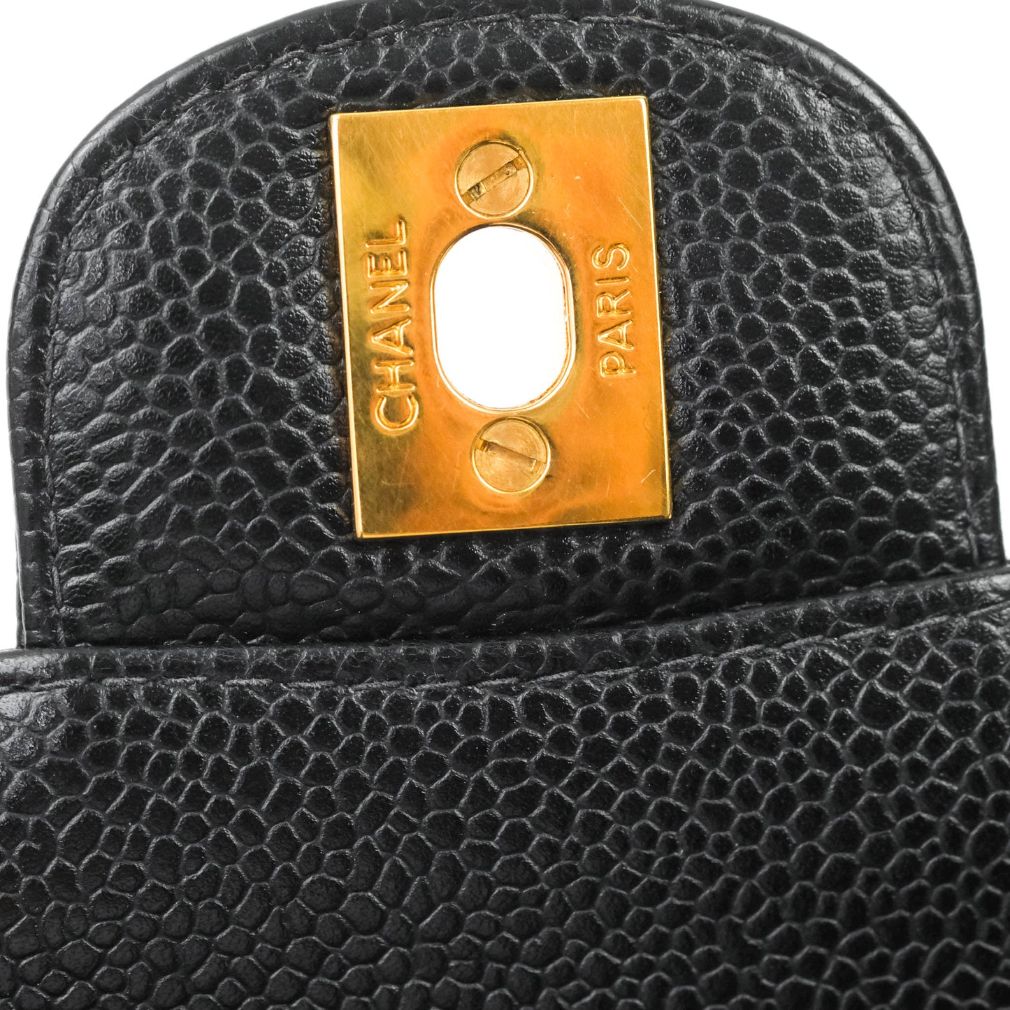 Chanel Vintage Quilted M/L Medium Double Flap Black Caviar 24K Gold Hardware