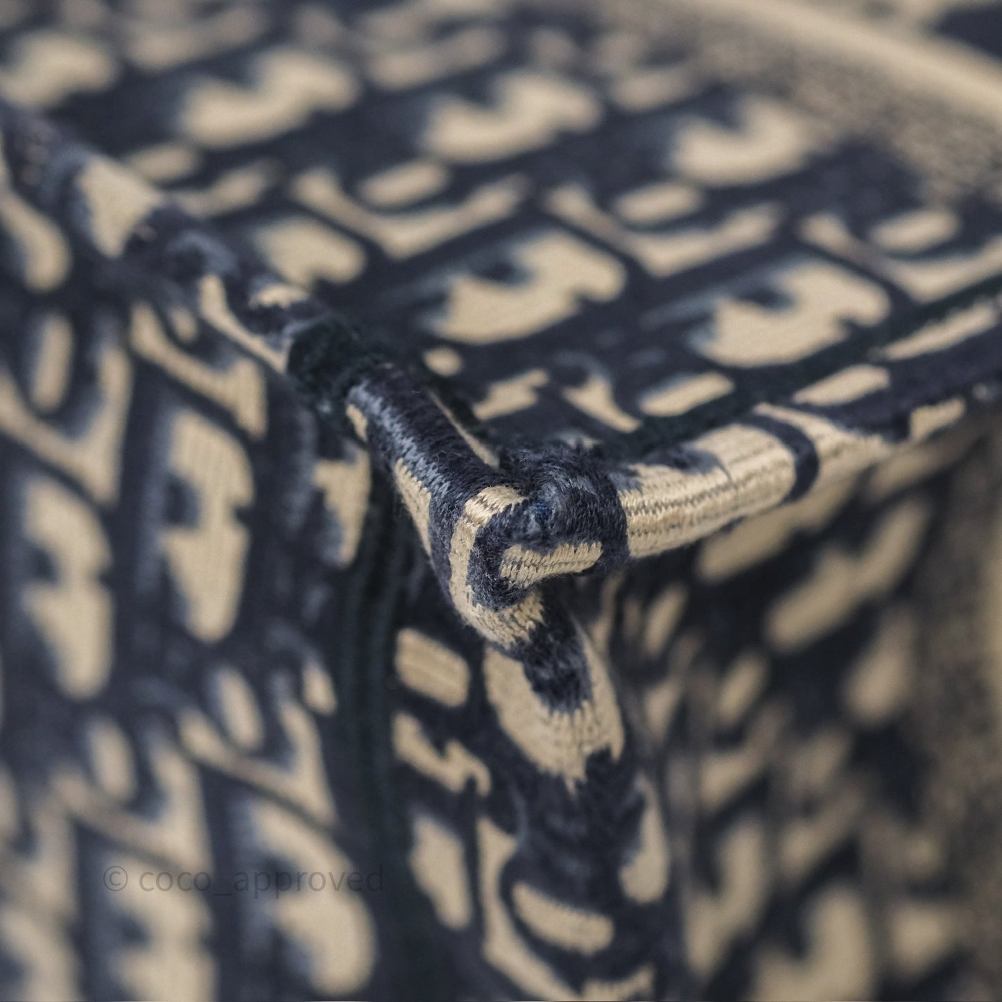 Dior New Small Book Tote Navy Dior Oblique Embroidery Canvas