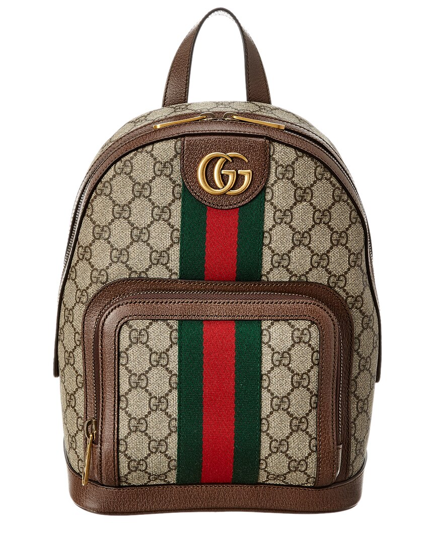 Luxury Gucci Trending 2025 Ophidia Small GG Supreme Canvas & Leather Backpack, Brown