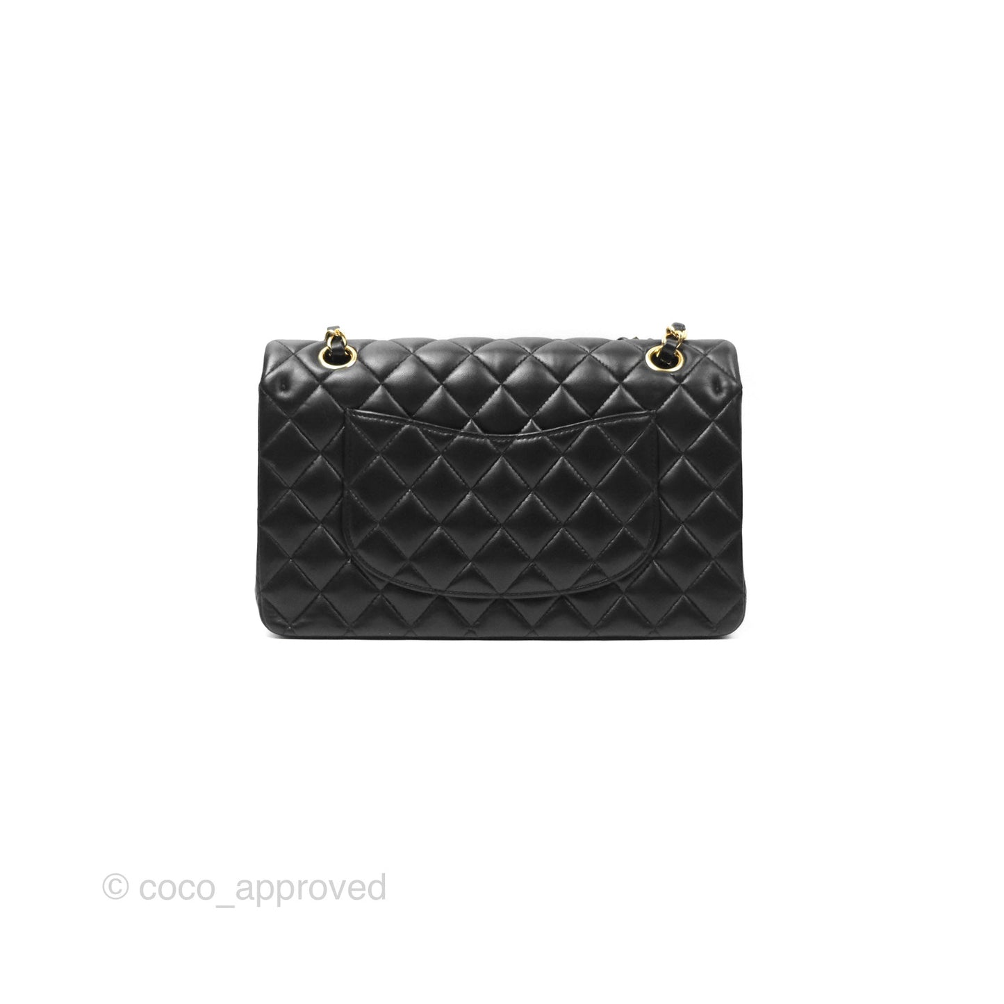 Chanel Classic M/L Medium Flap Quilted Black Lambskin Gold Hardware