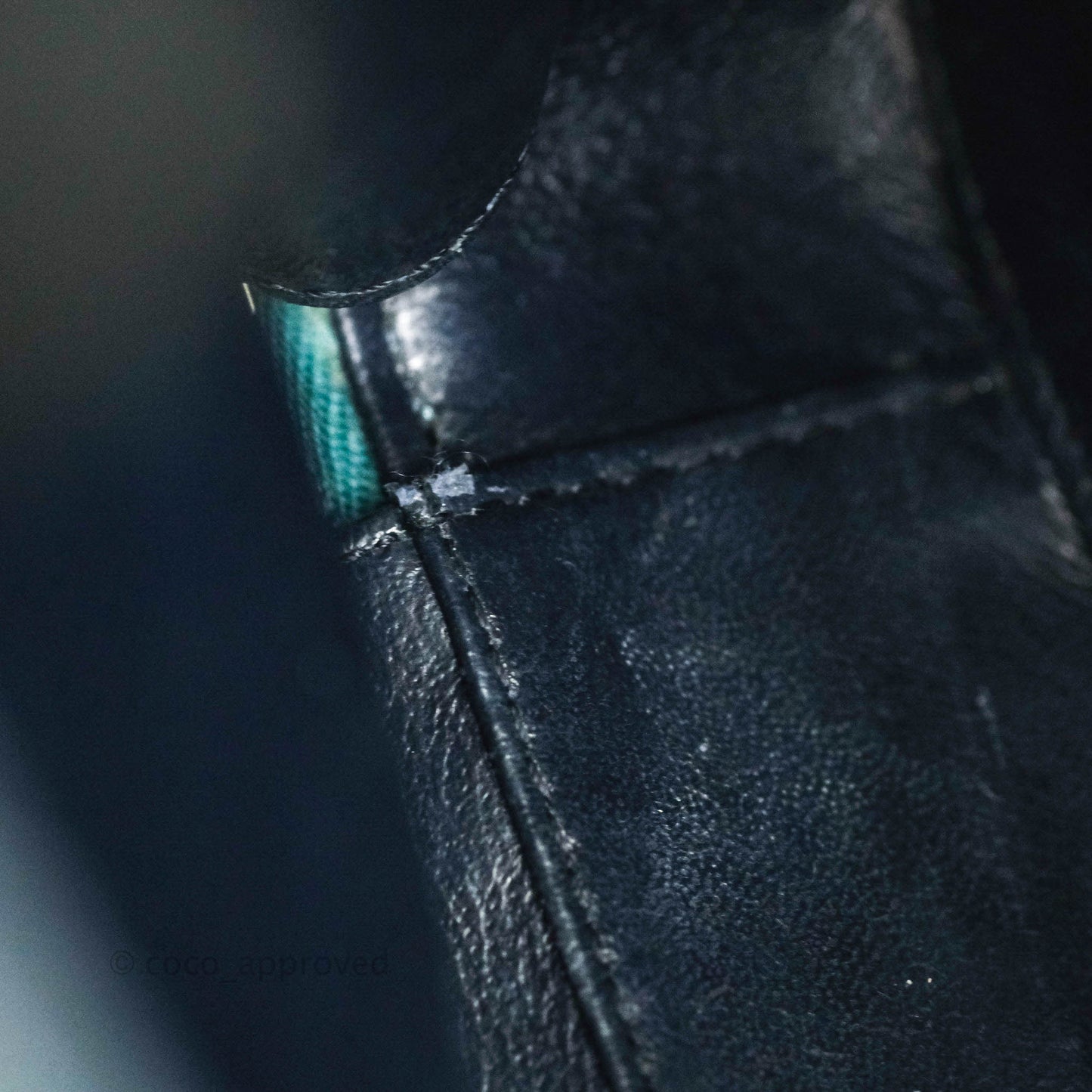 Chanel Quilted Medium CC Filigree Vanity Case Iridescent Dark Turquoise Caviar Rainbow Hardware