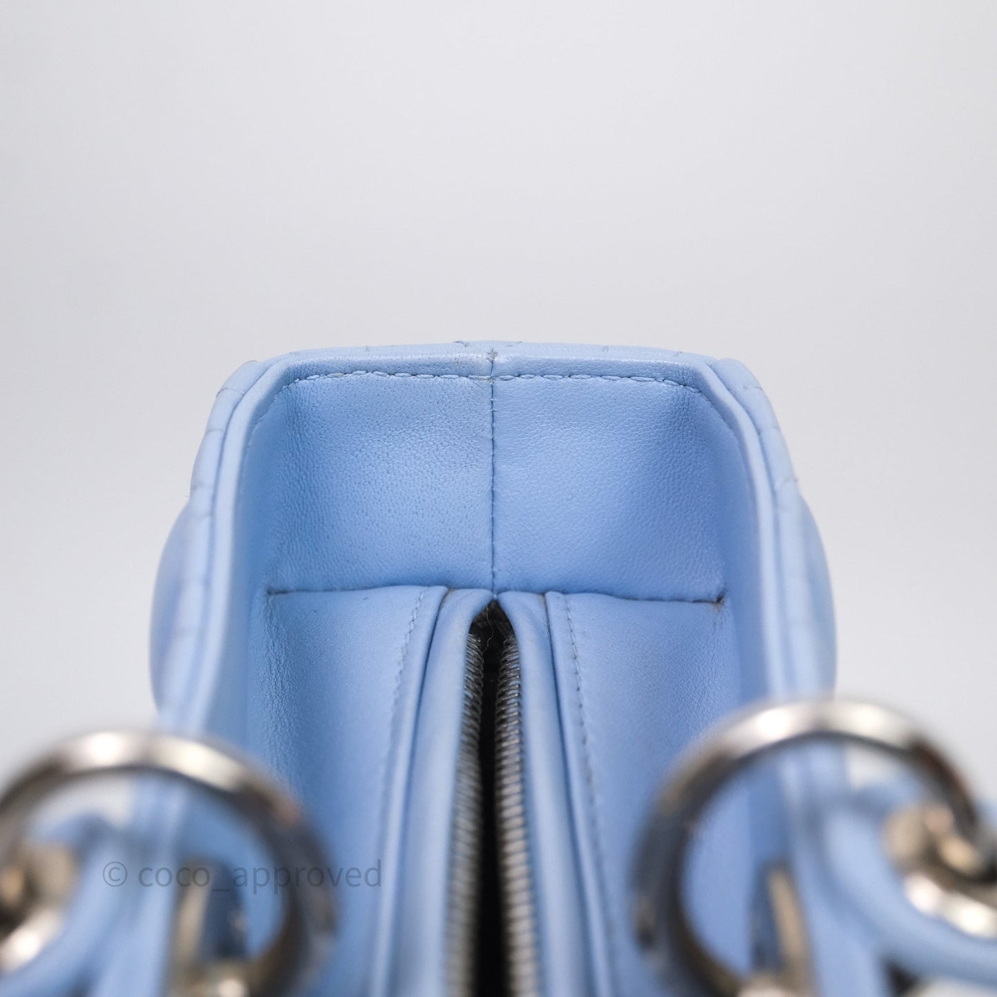 Christian Dior Large Lady Dior Cannage Blue Lambskin Silver Hardware