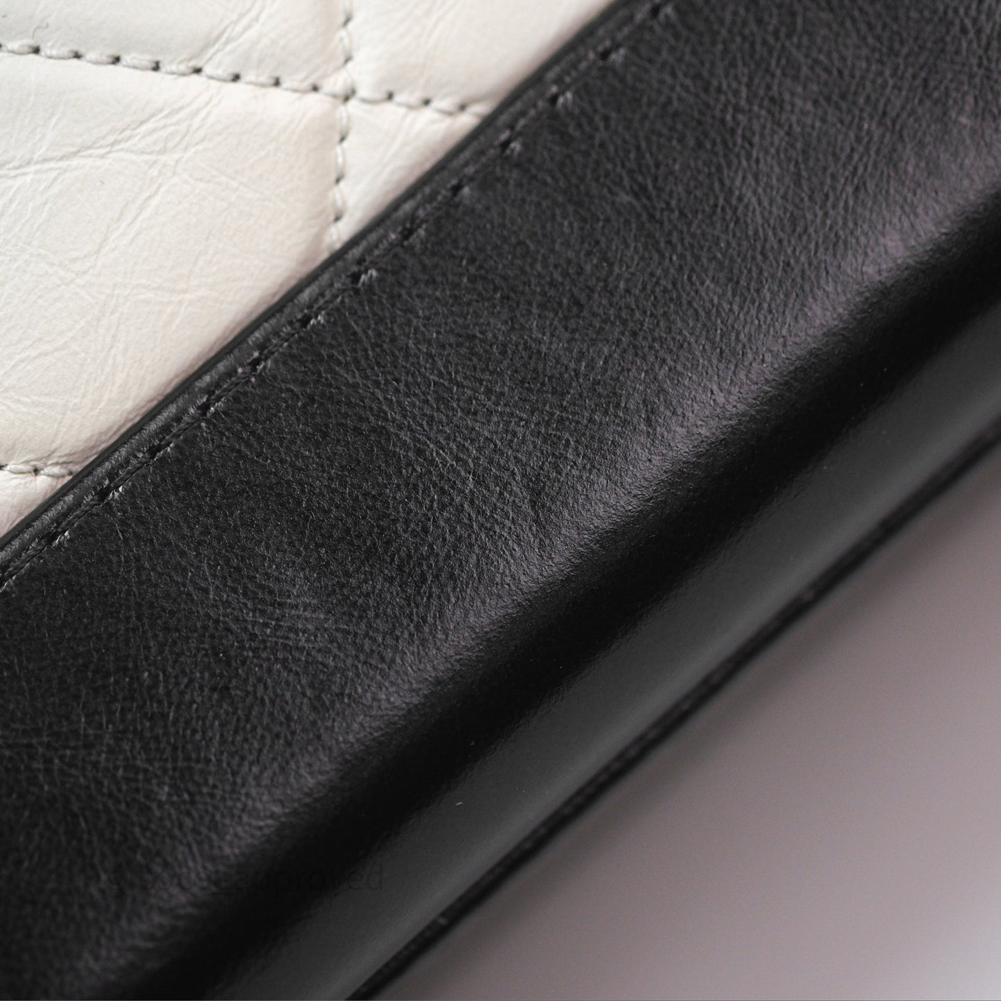 Chanel Small Gabrielle Hobo Quilted Black White Aged Calfskin