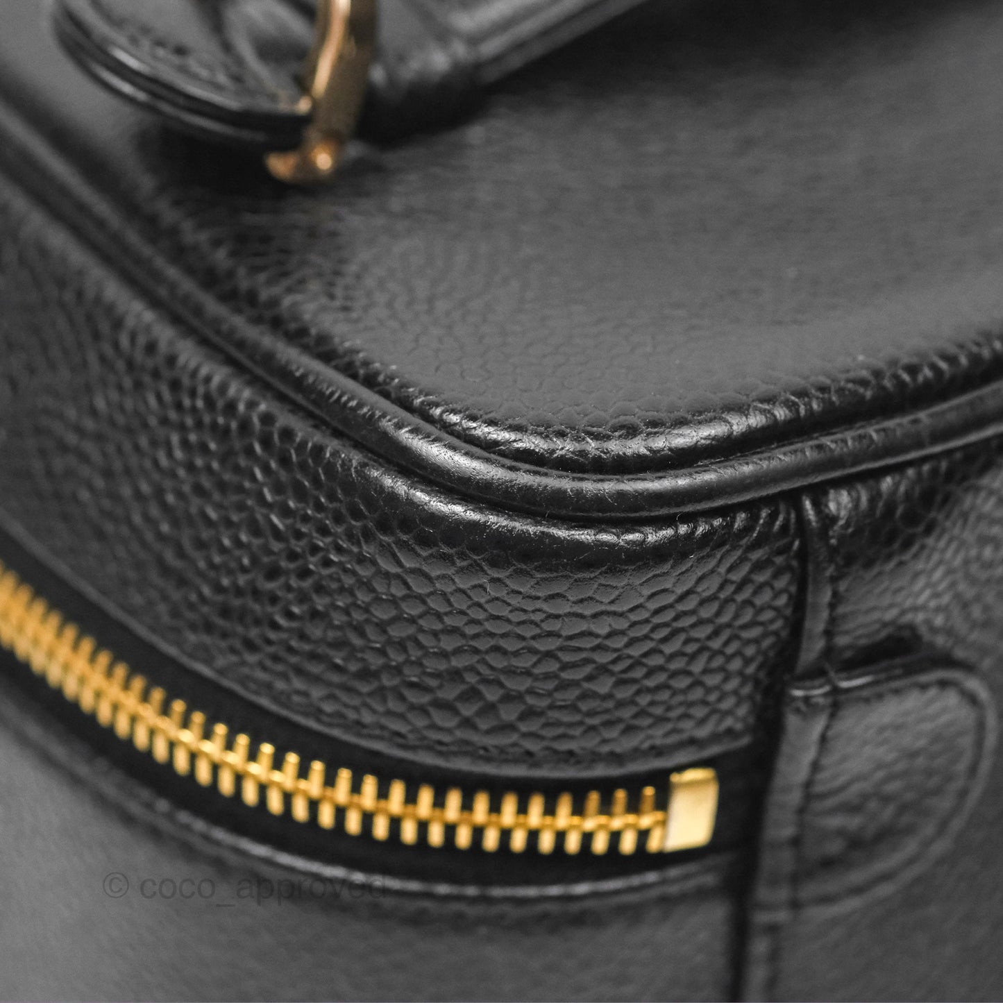 Chanel Vintage Vanity Case Black Caviar Gold Hardware