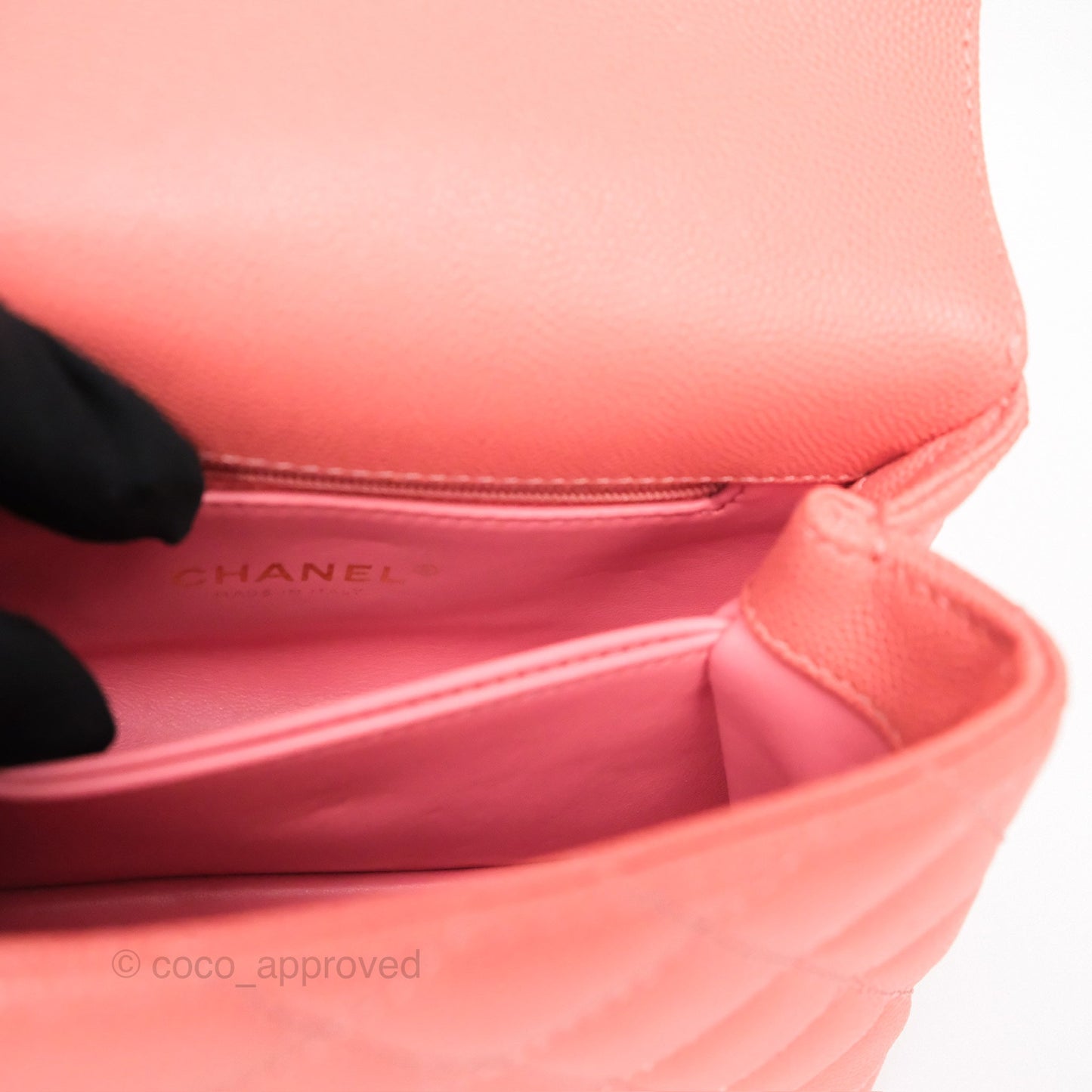 Chanel Mini Coco Handle Quilted Pink Caviar Gold Hardware