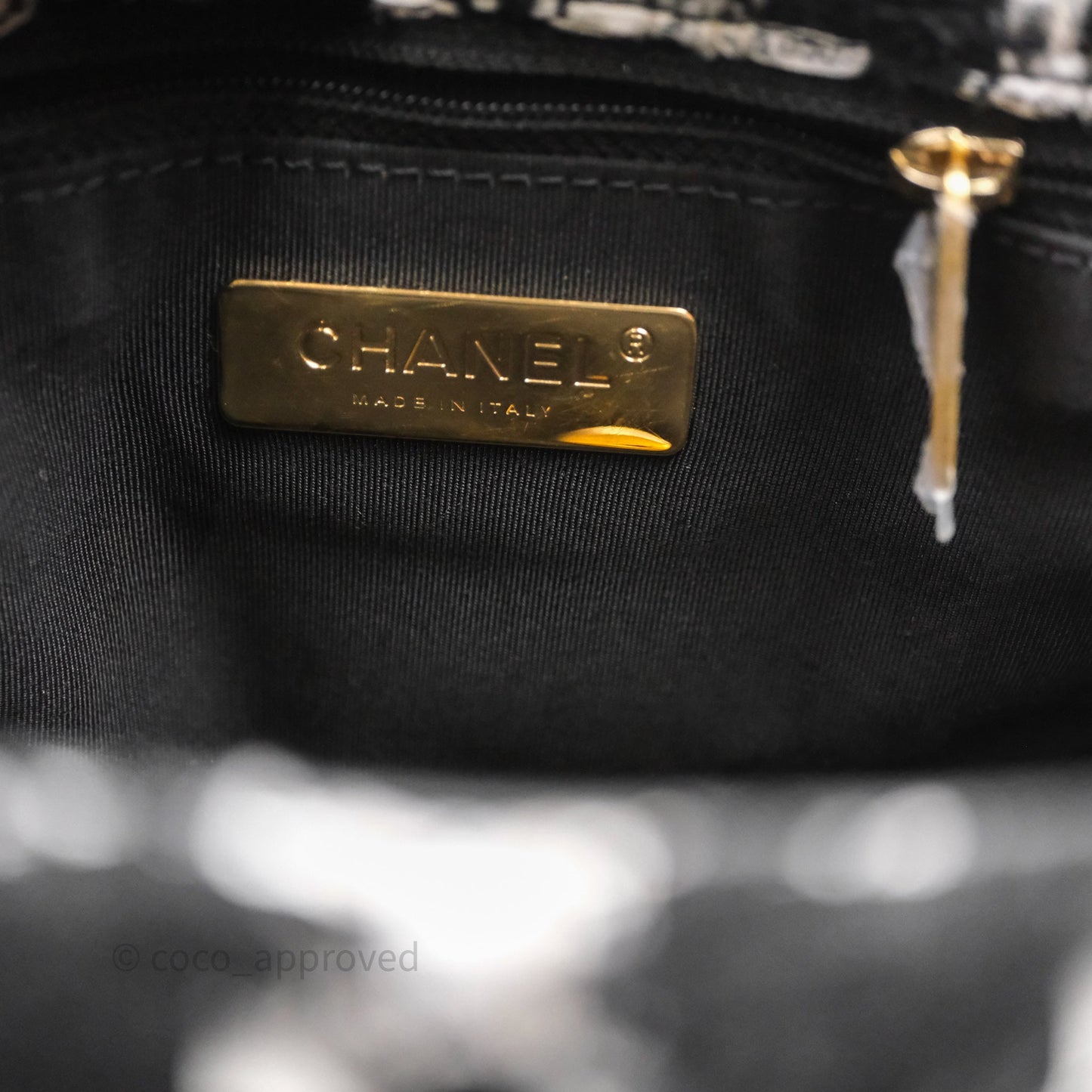 Chanel 19 Small Tweed Houndstooth Black & White Mixed Hardware