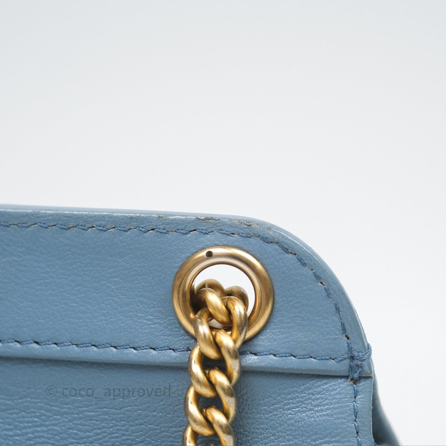 Chanel Curved Flap Bag Blue Lambskin Aged Gold Hardware
