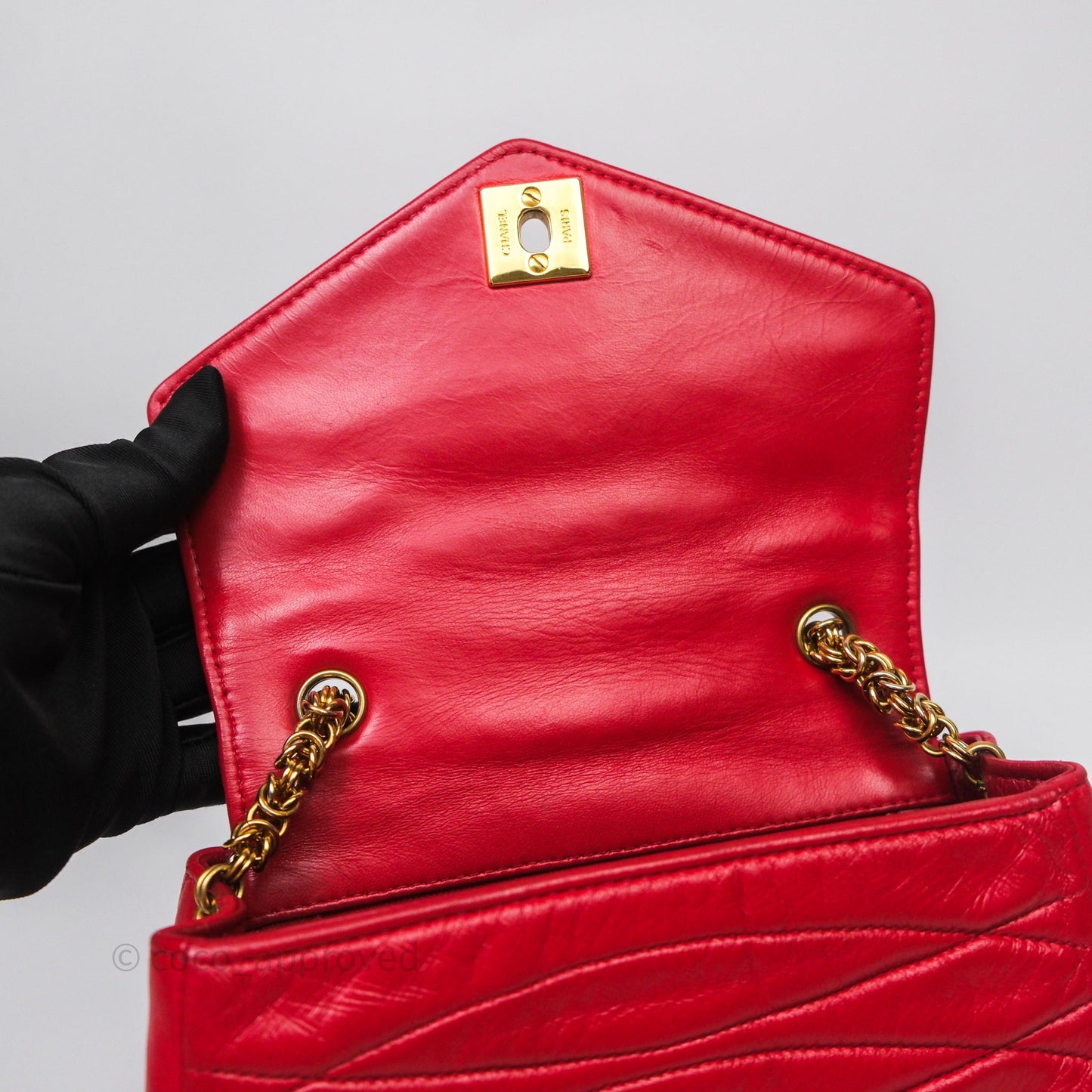 Chanel Vintage Quilted Flap Bag Red Lambskin Gold Hardware