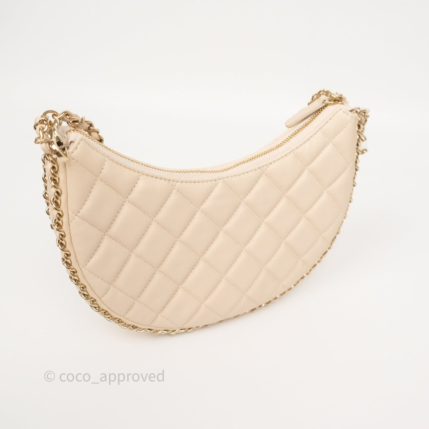 Chanel Small Hobo Bag Light Beige Lambskin Gold Hardware 23P