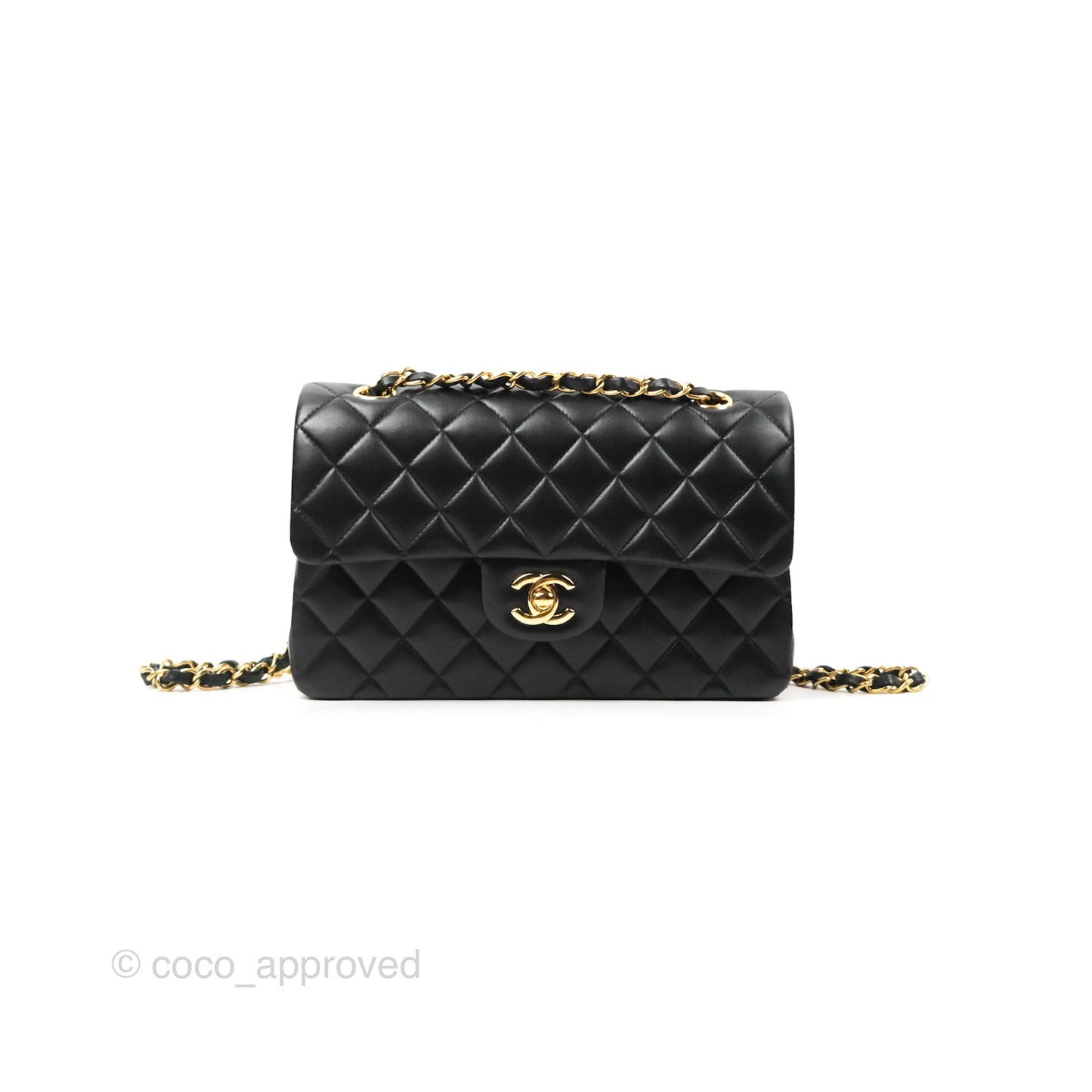 Chanel Small Classic Quilted Flap Black Lambskin Gold Hardware
