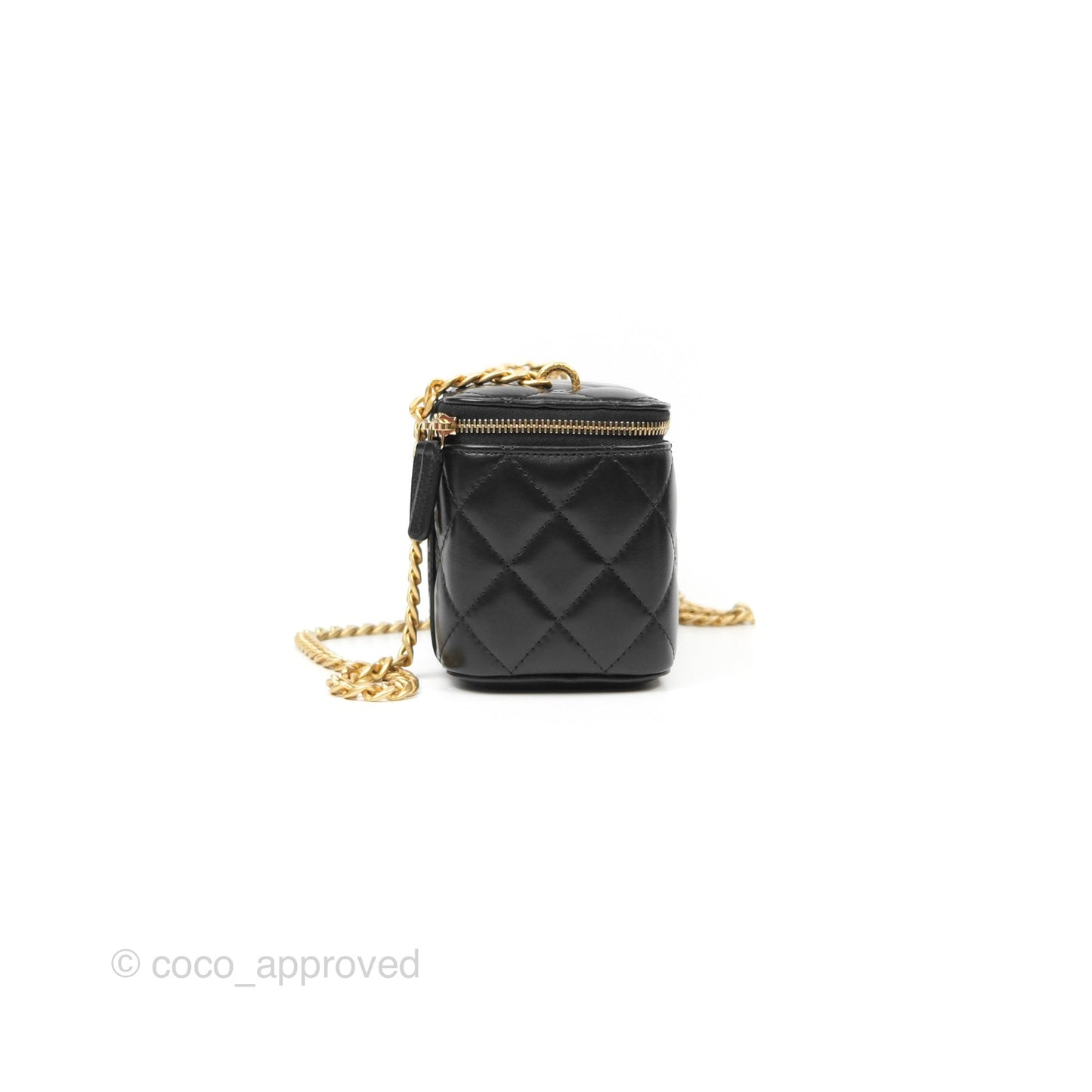 Chanel Vanity with Adjustable Chain Black Lambskin Aged Gold Hardware