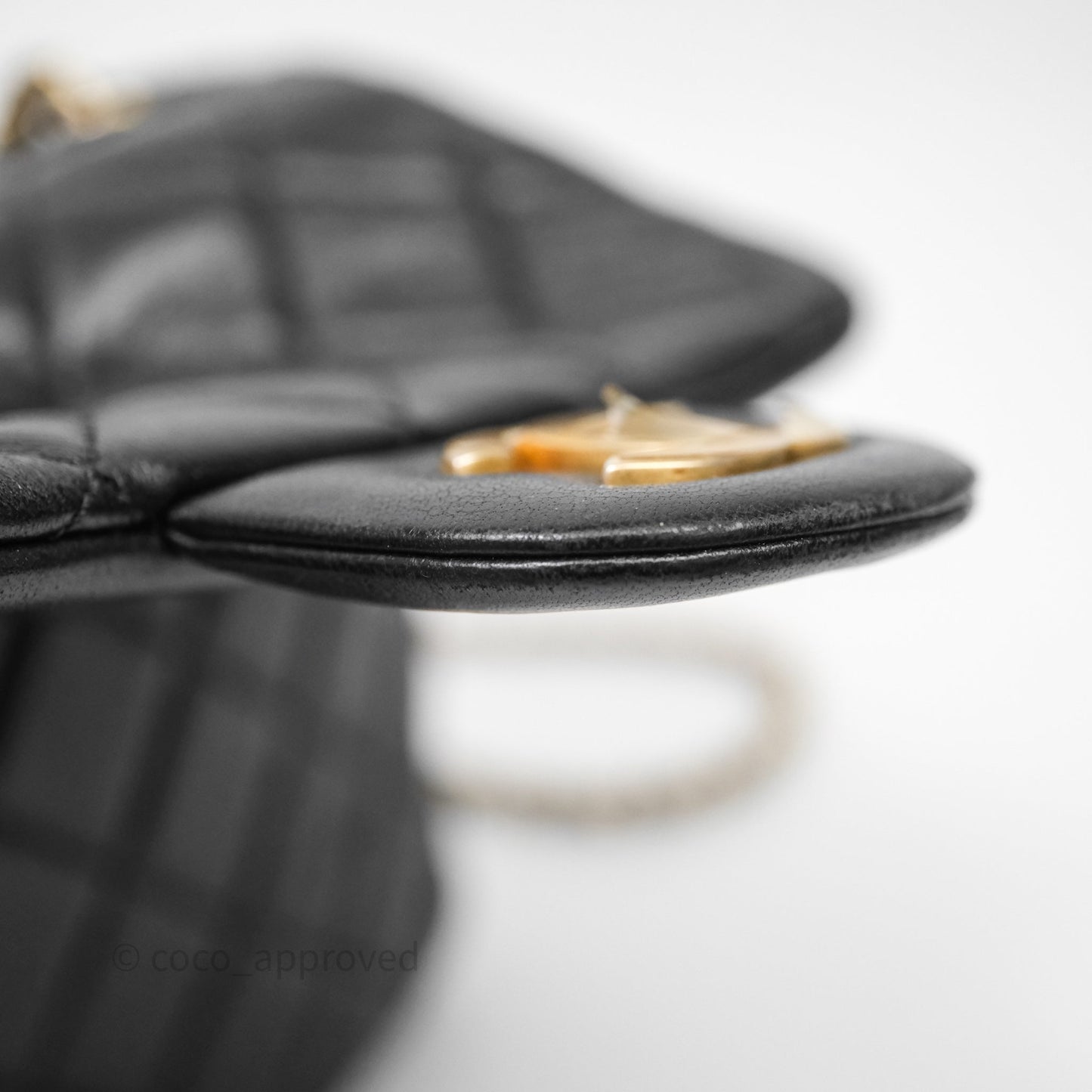 Chanel Pearl Crush Mini Square Quilted Black Lambskin Aged Gold Hardware