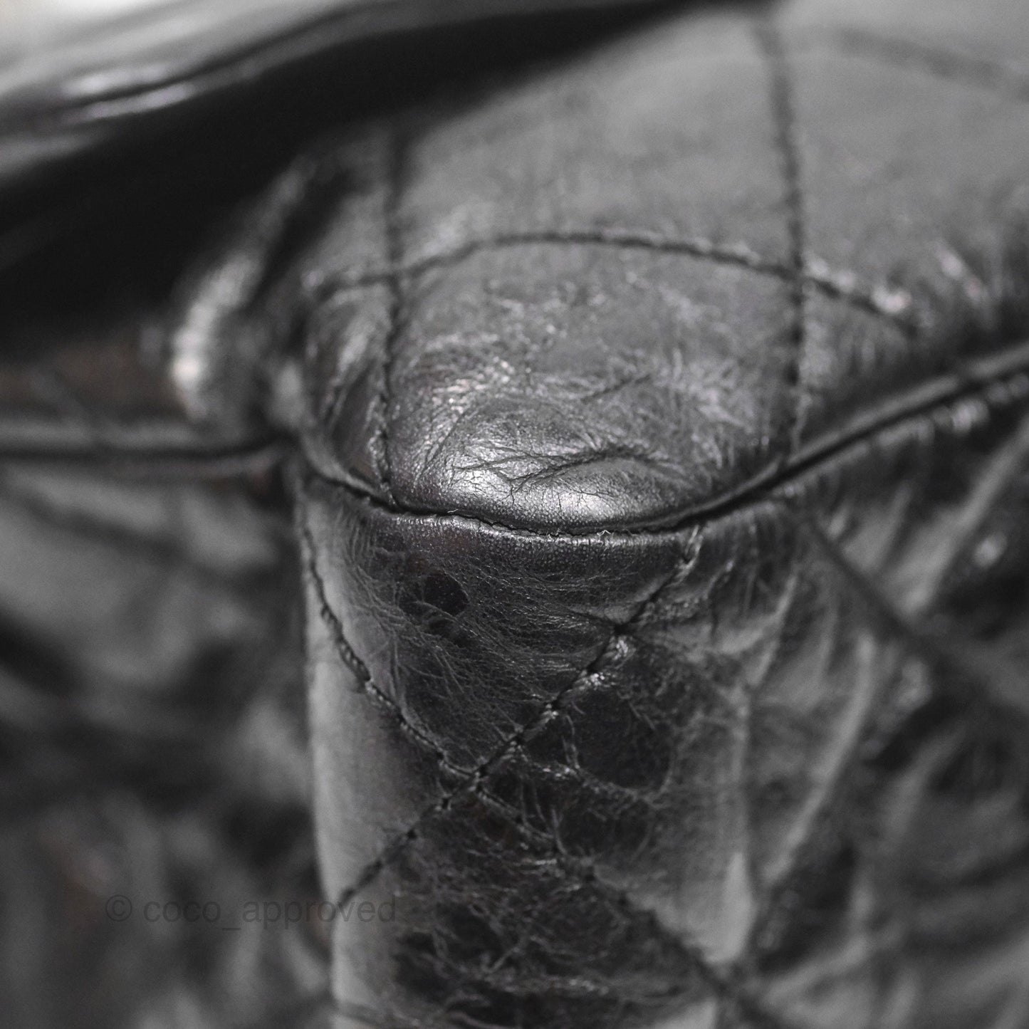 Chanel 228 Reissue Flap Quilted Black Crumpled Calfskin Ruthenium Hardware