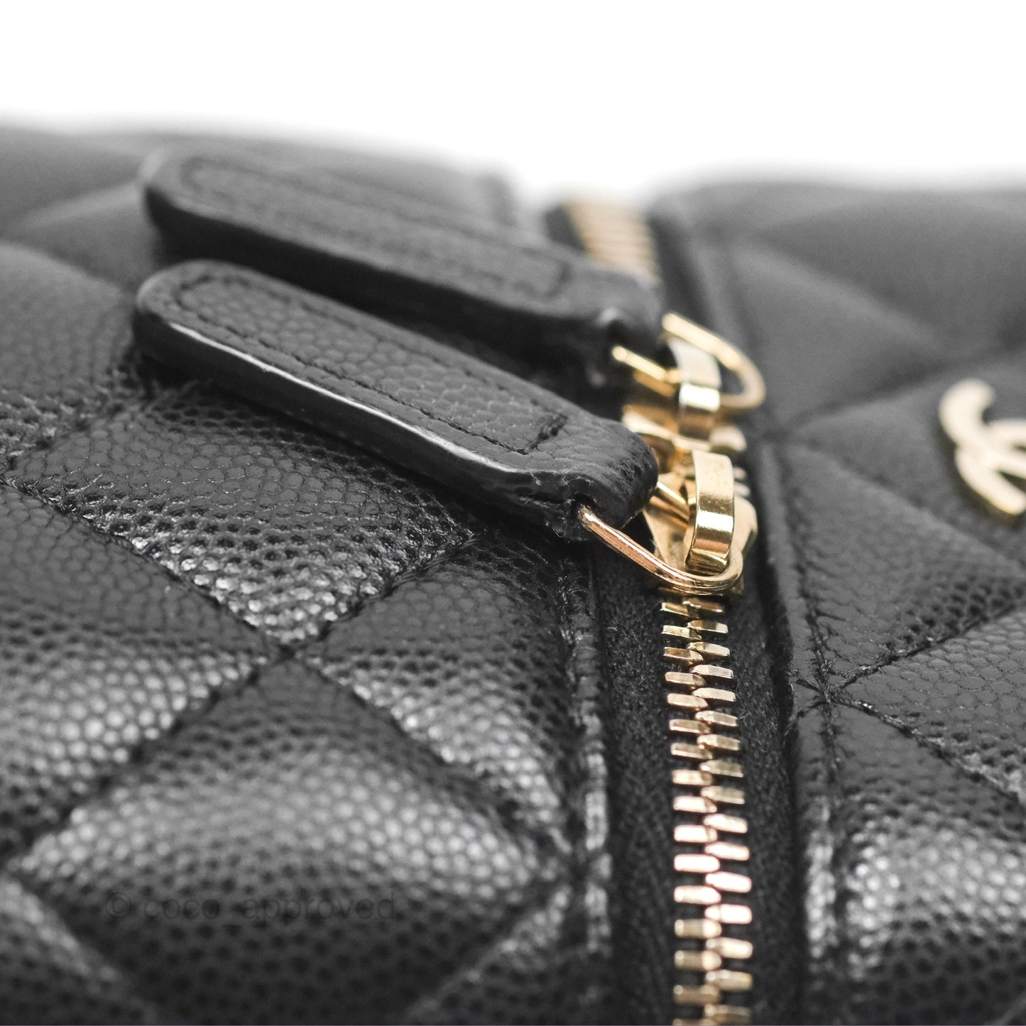 Chanel Vanity Phone Holder With Chain Black Caviar Gold Hardware