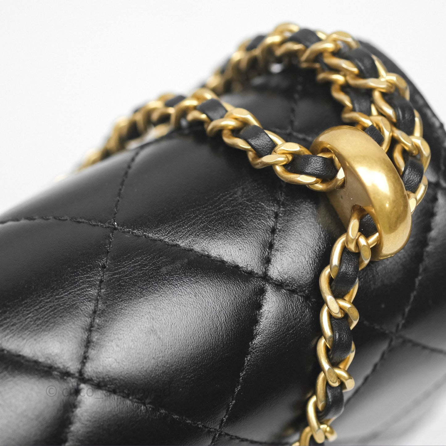 Chanel Quilted Small Perfect Fit Adjustable Black Calfskin Aged Gold Hardware